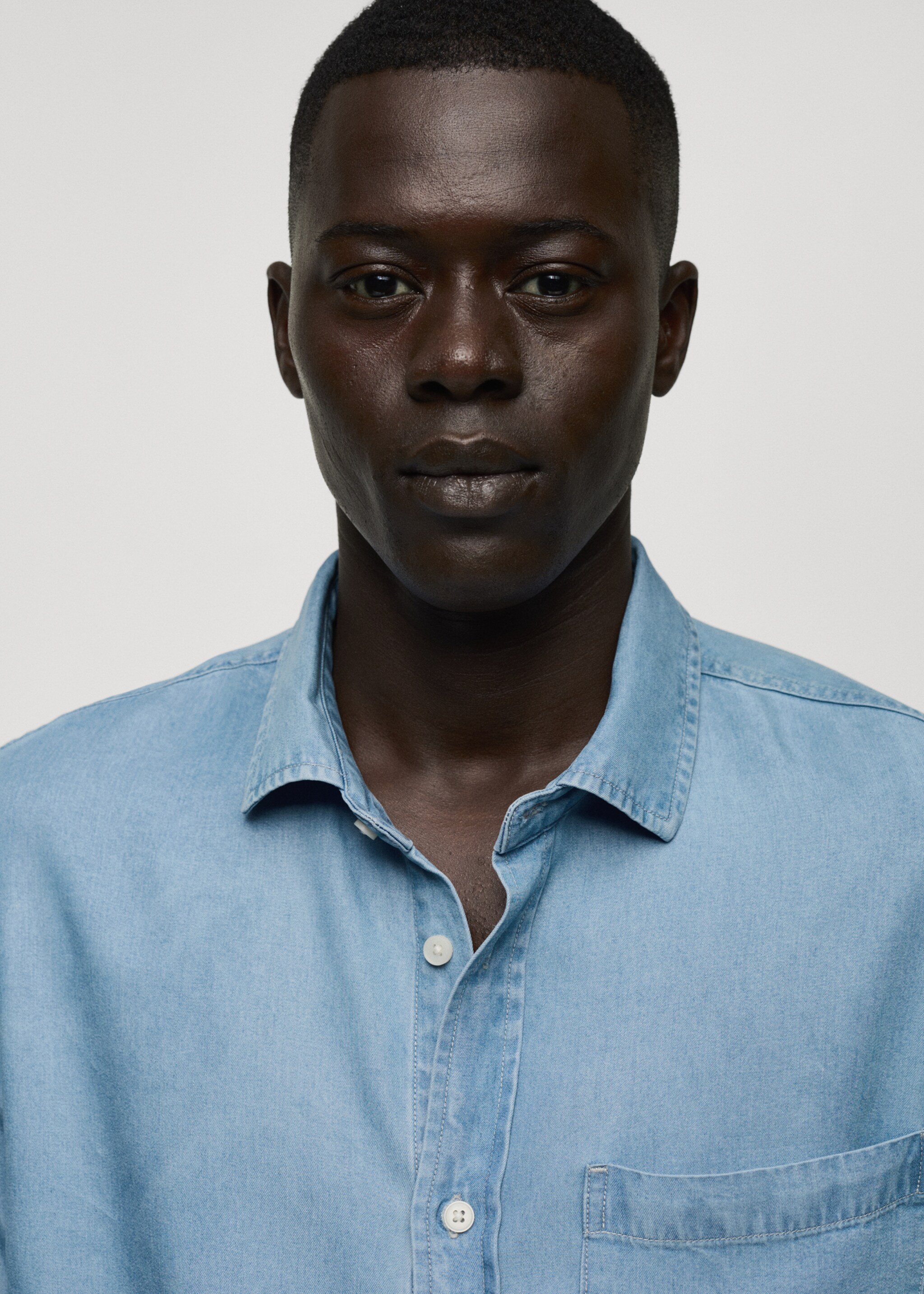 Regular-fit 100% Tencel shirt - Details of the article 1, Light Blue. Ref: 77080590-00.