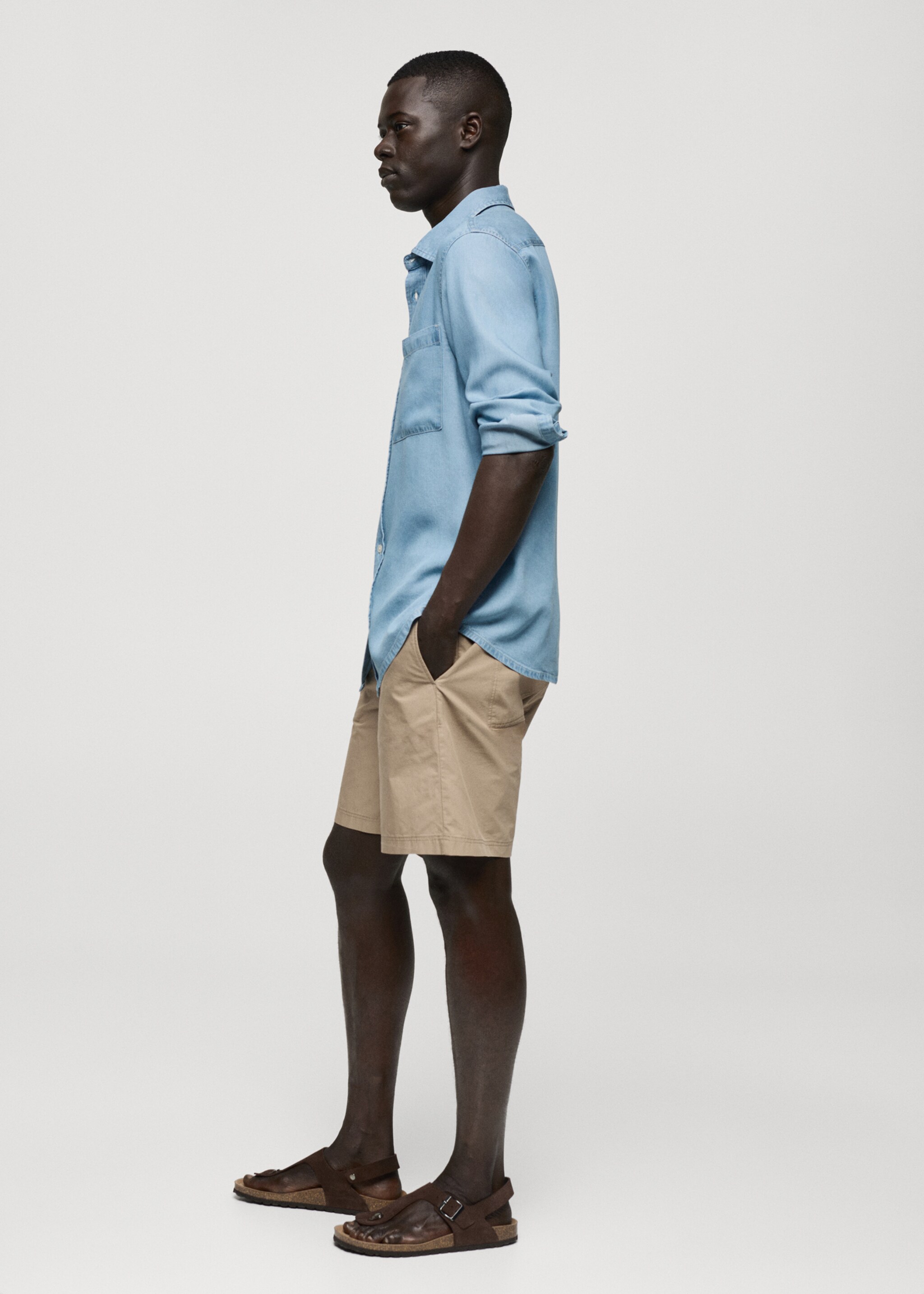 Regular-fit 100% Tencel shirt - Details of the article 2, Light Blue. Ref: 77080590-00.