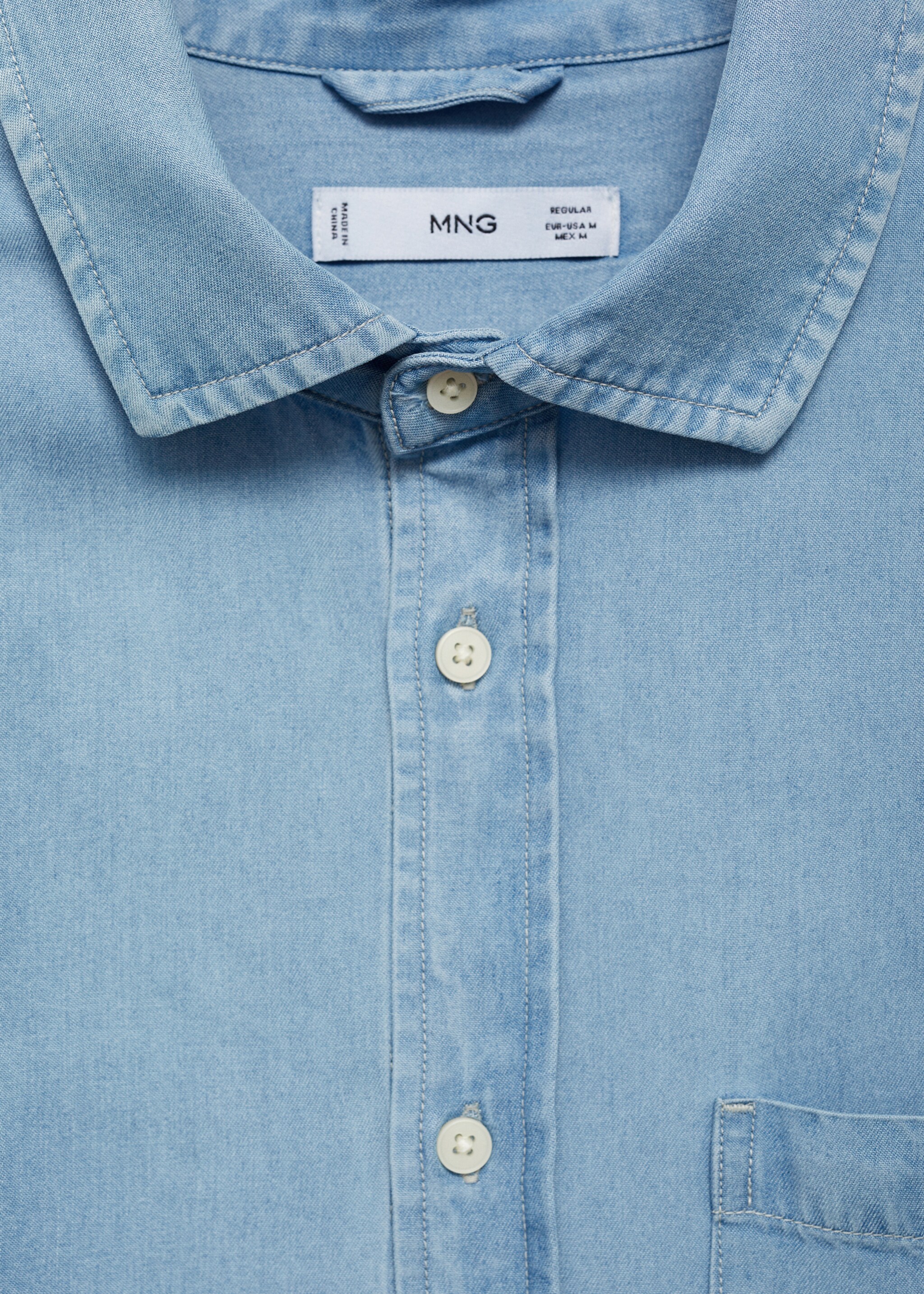 Regular-fit 100% Tencel shirt - Details of the article 8, Light Blue. Ref: 77080590-00.