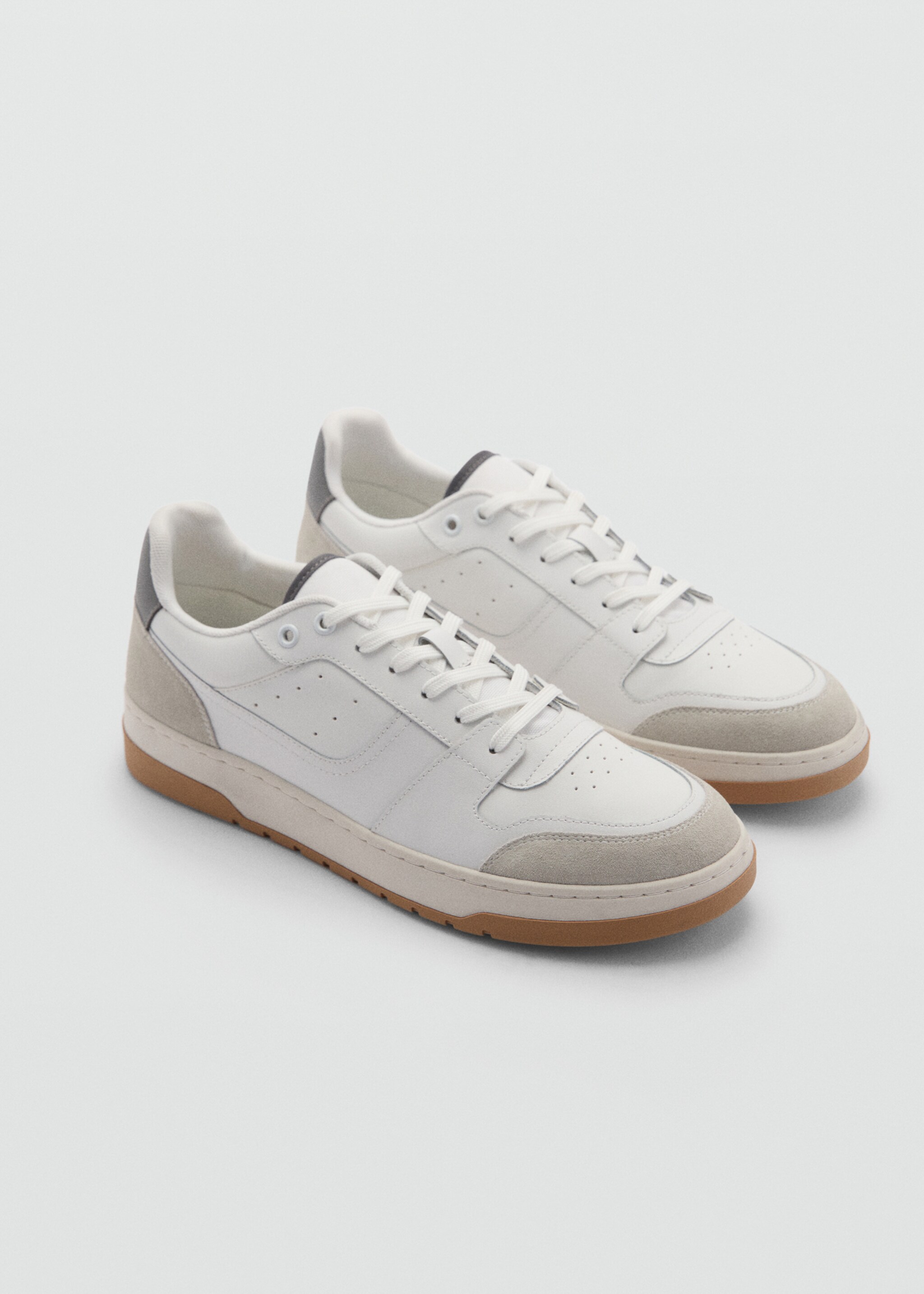 Kombinierte Leder-Sneakers - Mittlere Ansicht