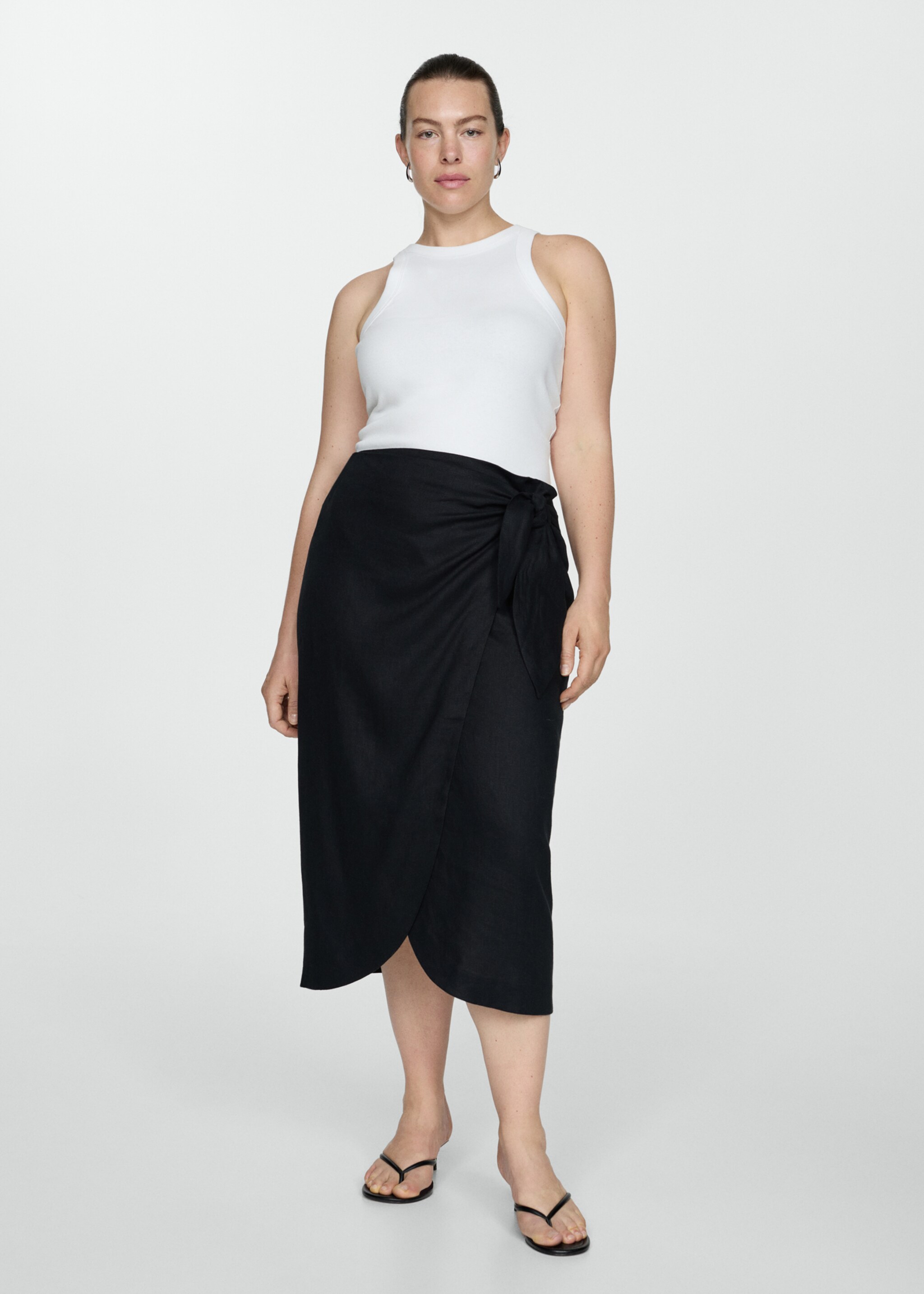 Ribbed cotton-blend top - Details of the article 3, White. Ref: 77080594-00.