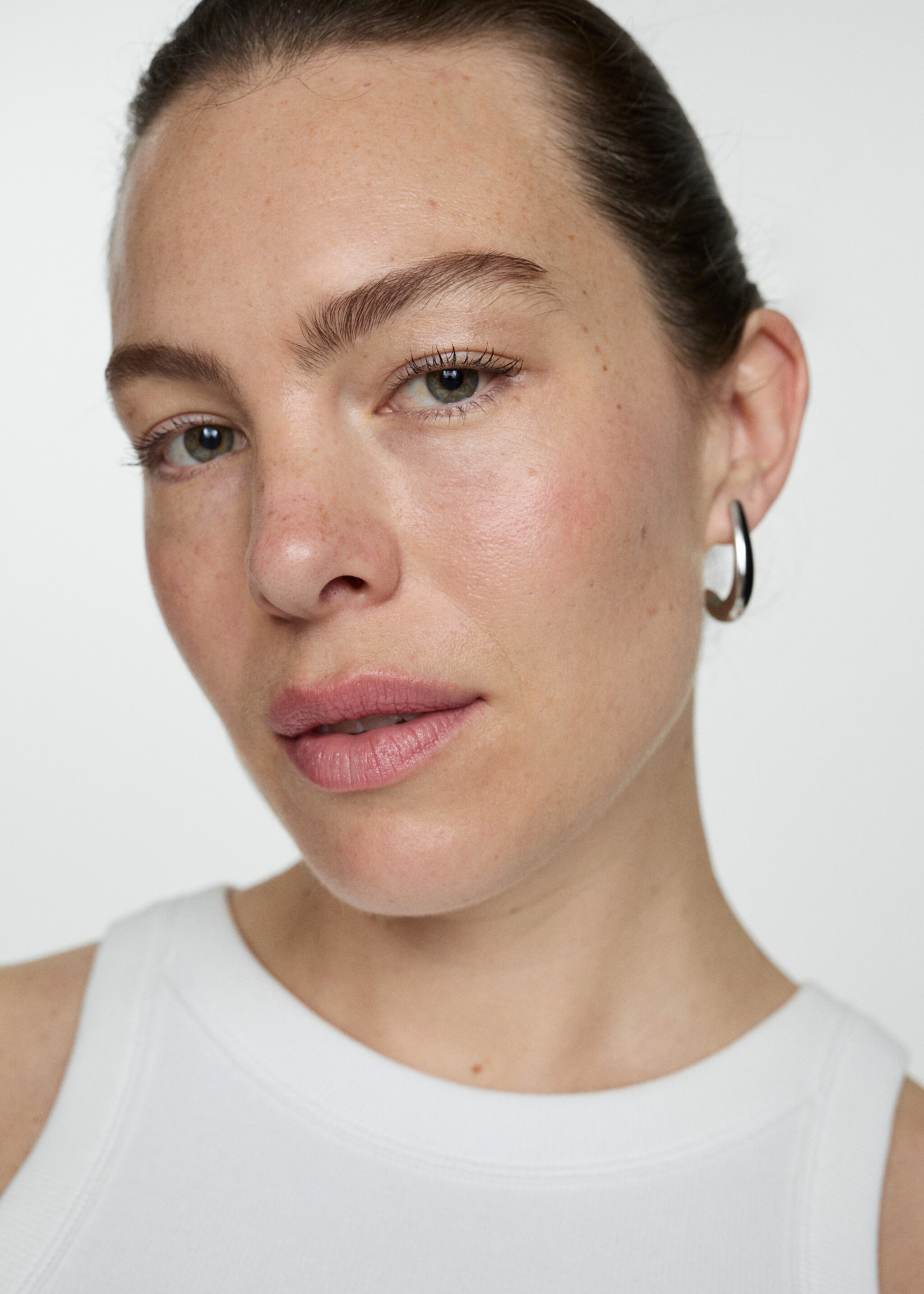 Ribbed cotton-blend top - Details of the article 4, White. Ref: 77080594-00.