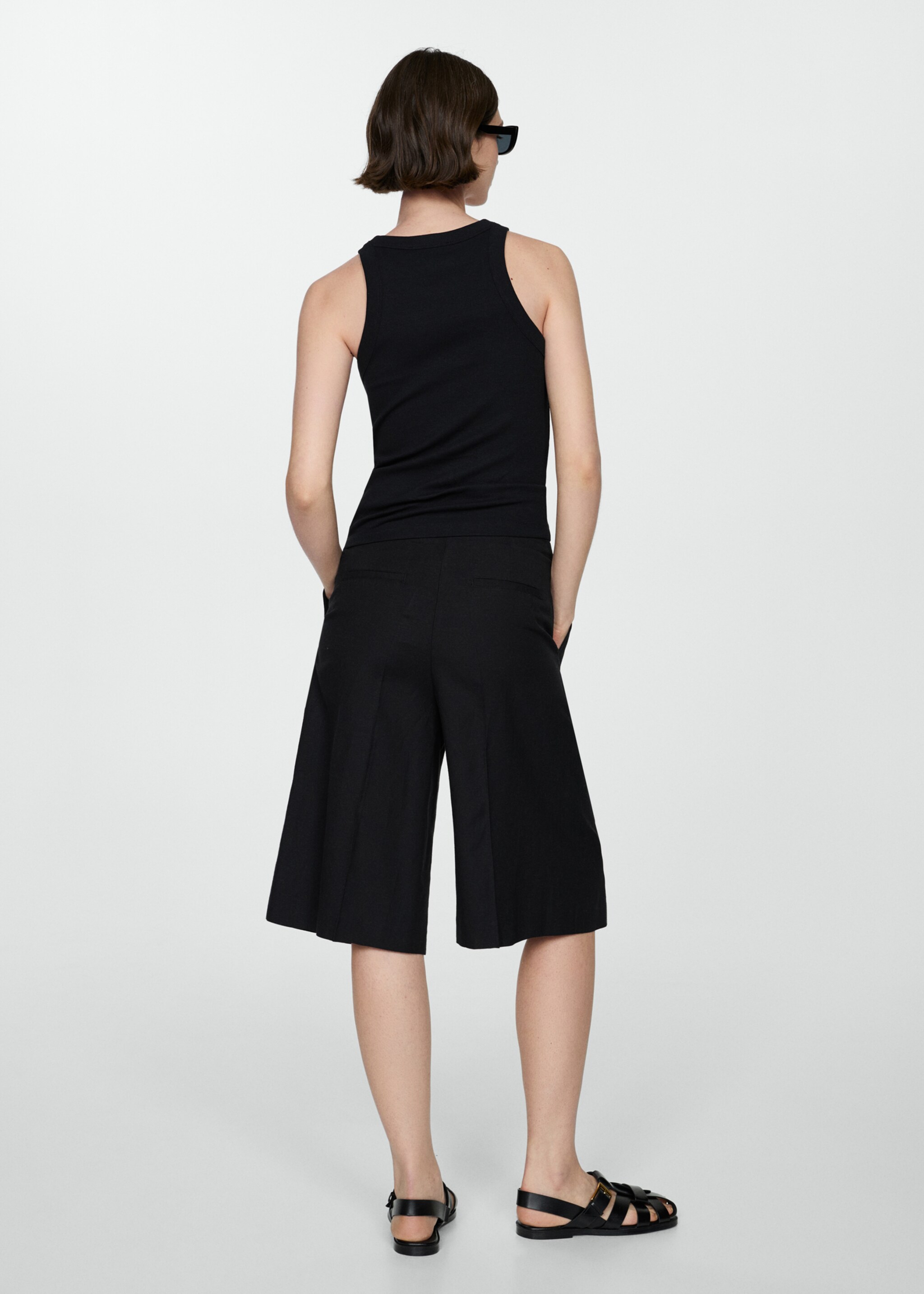 Ribbed cotton-blend top - Reverse of the article, Black. Ref: 77080594-00.