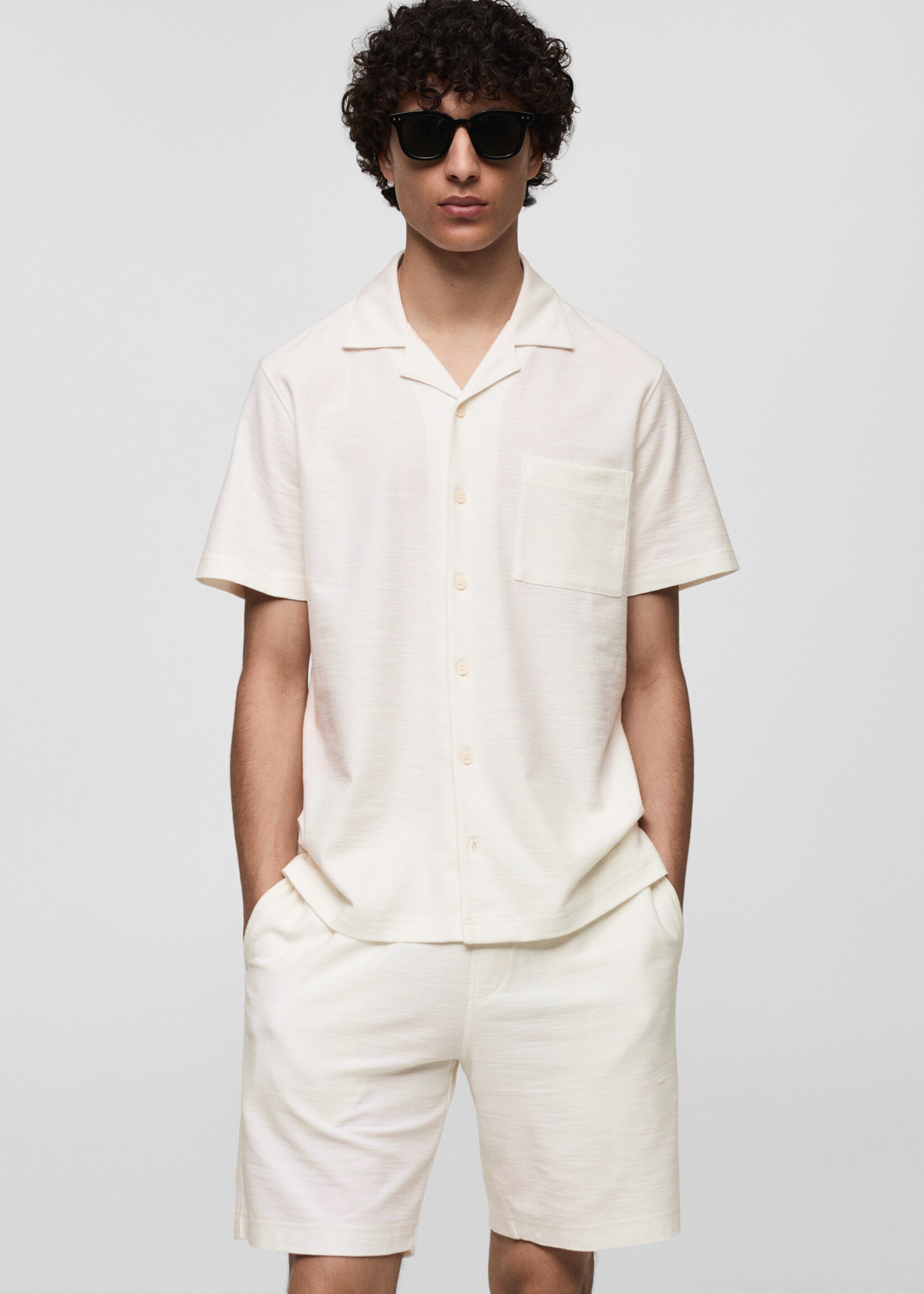 Chest-pocket cotton shirt - Medium plane