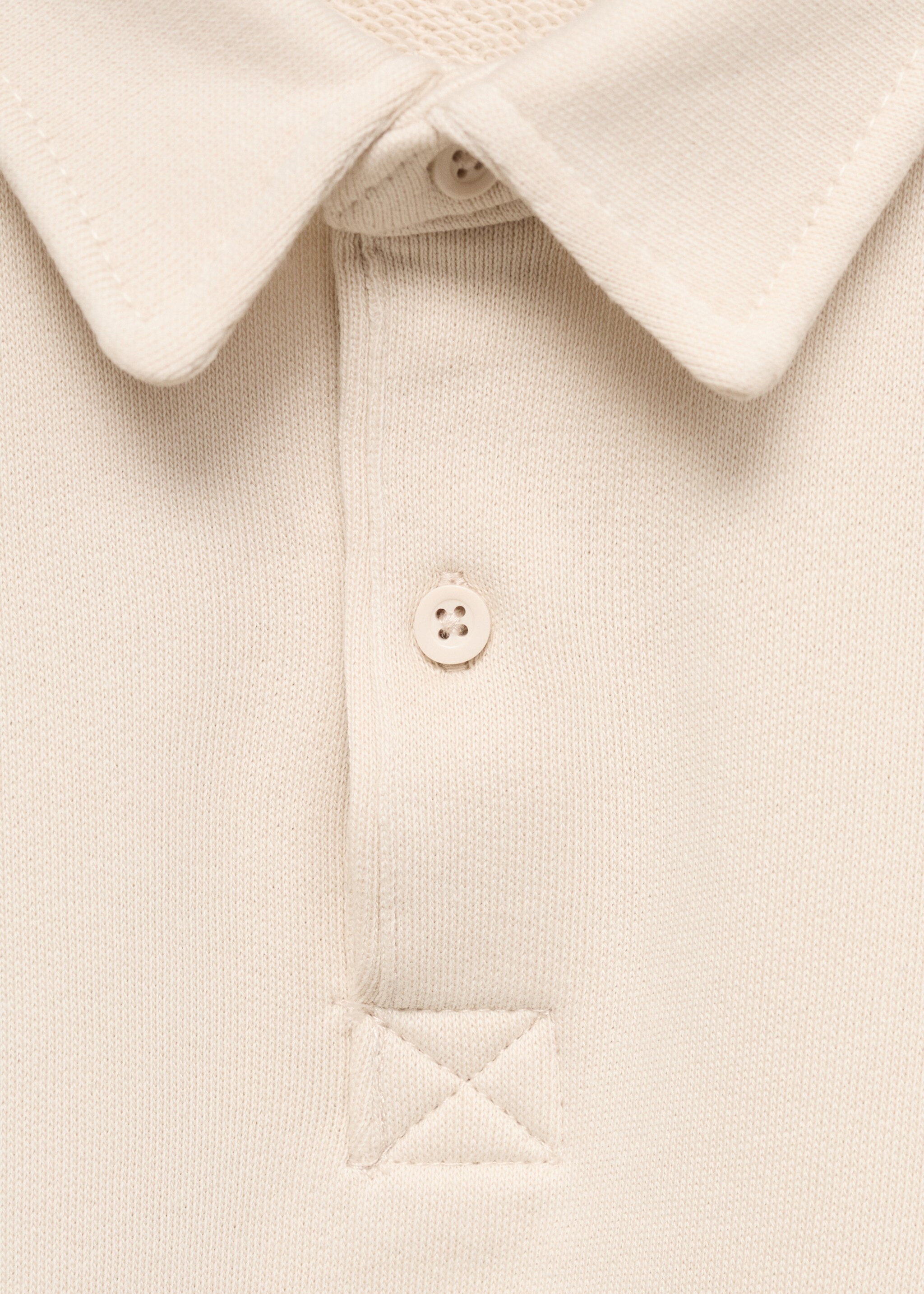 Long sleeves cotton polo - Details of the article 8, Sand. Ref: 77080612-00.