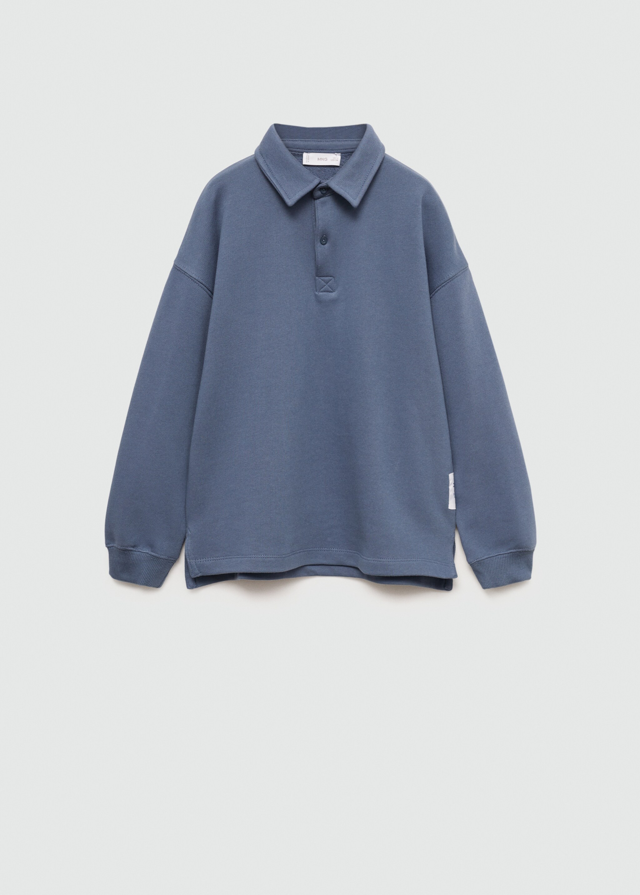 Long sleeves cotton polo - Article without model, Blue. Ref: 77080612-00.
