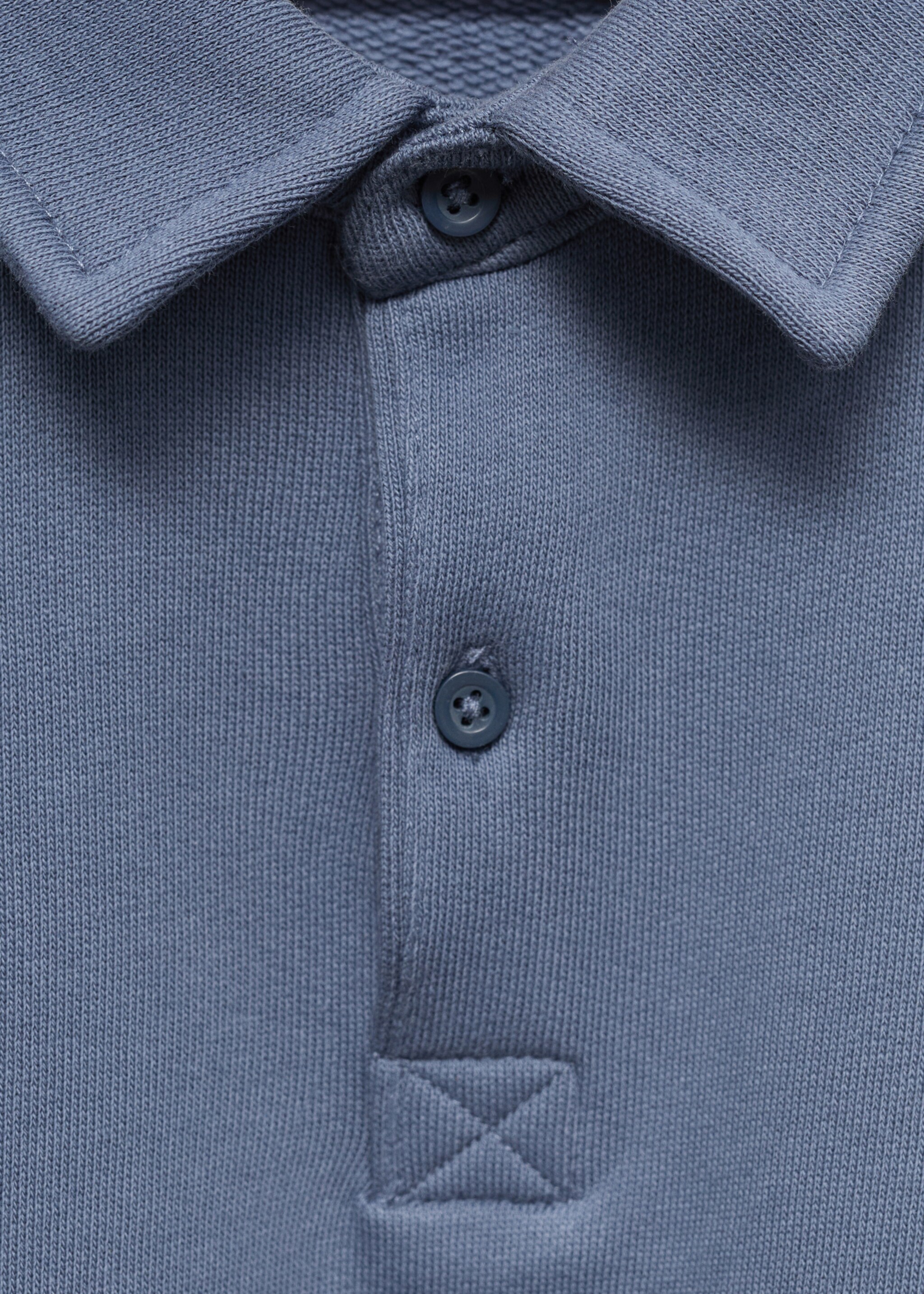Long sleeves cotton polo - Details of the article 0, Blue. Ref: 77080612-00.
