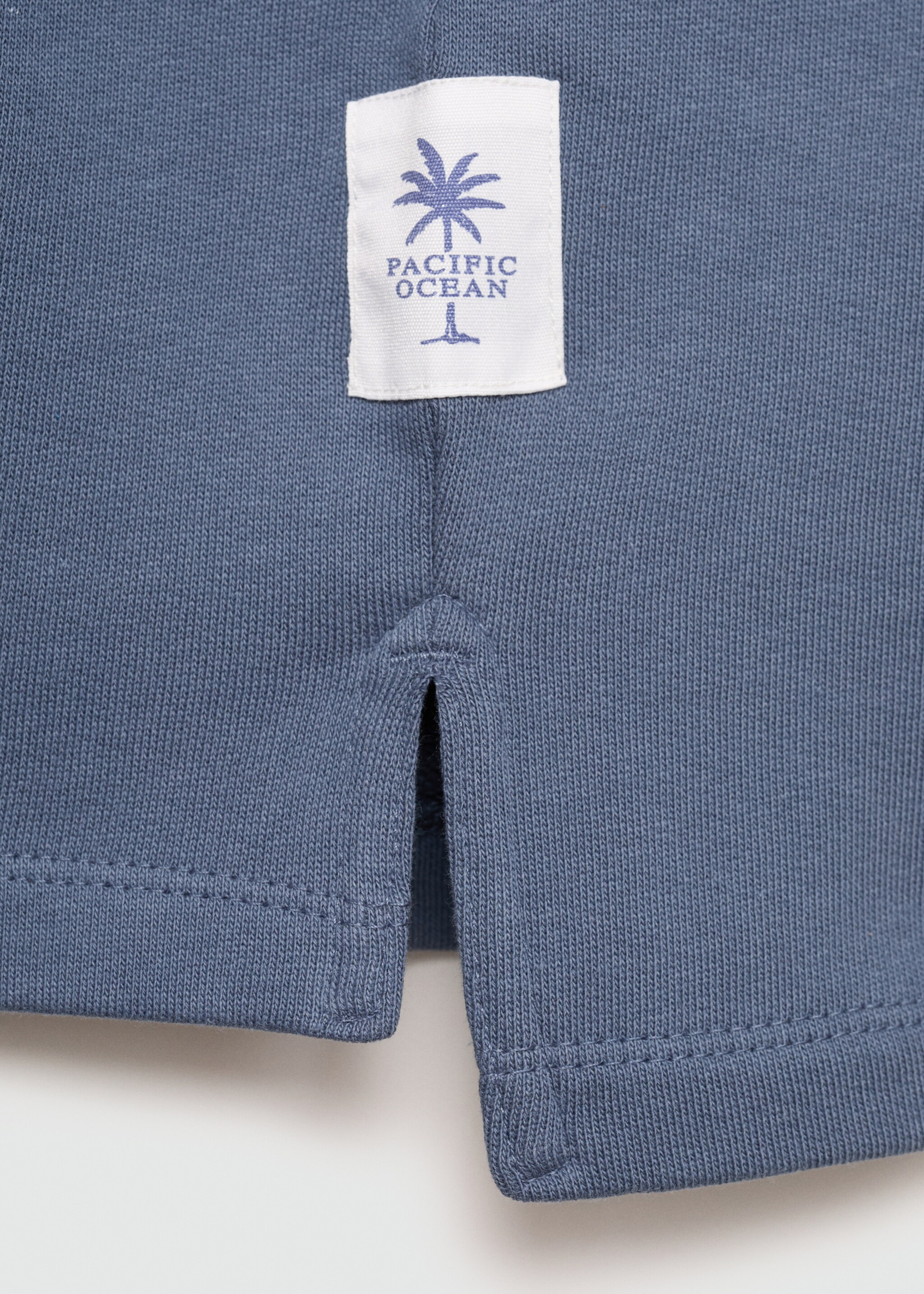 Long sleeves cotton polo - Details of the article 8, Blue. Ref: 77080612-00.