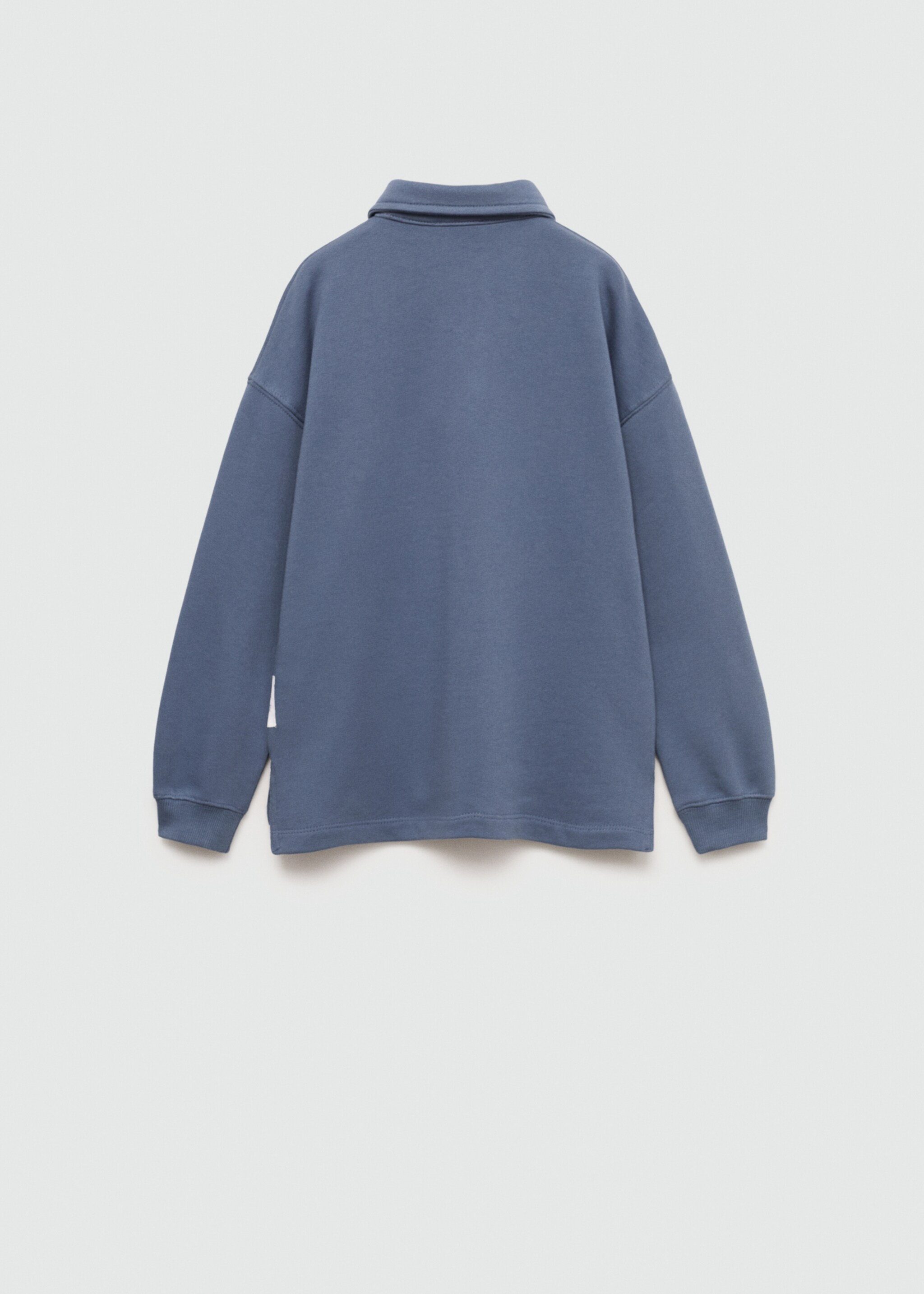Long sleeves cotton polo - Reverse of the article, Blue. Ref: 77080612-00.