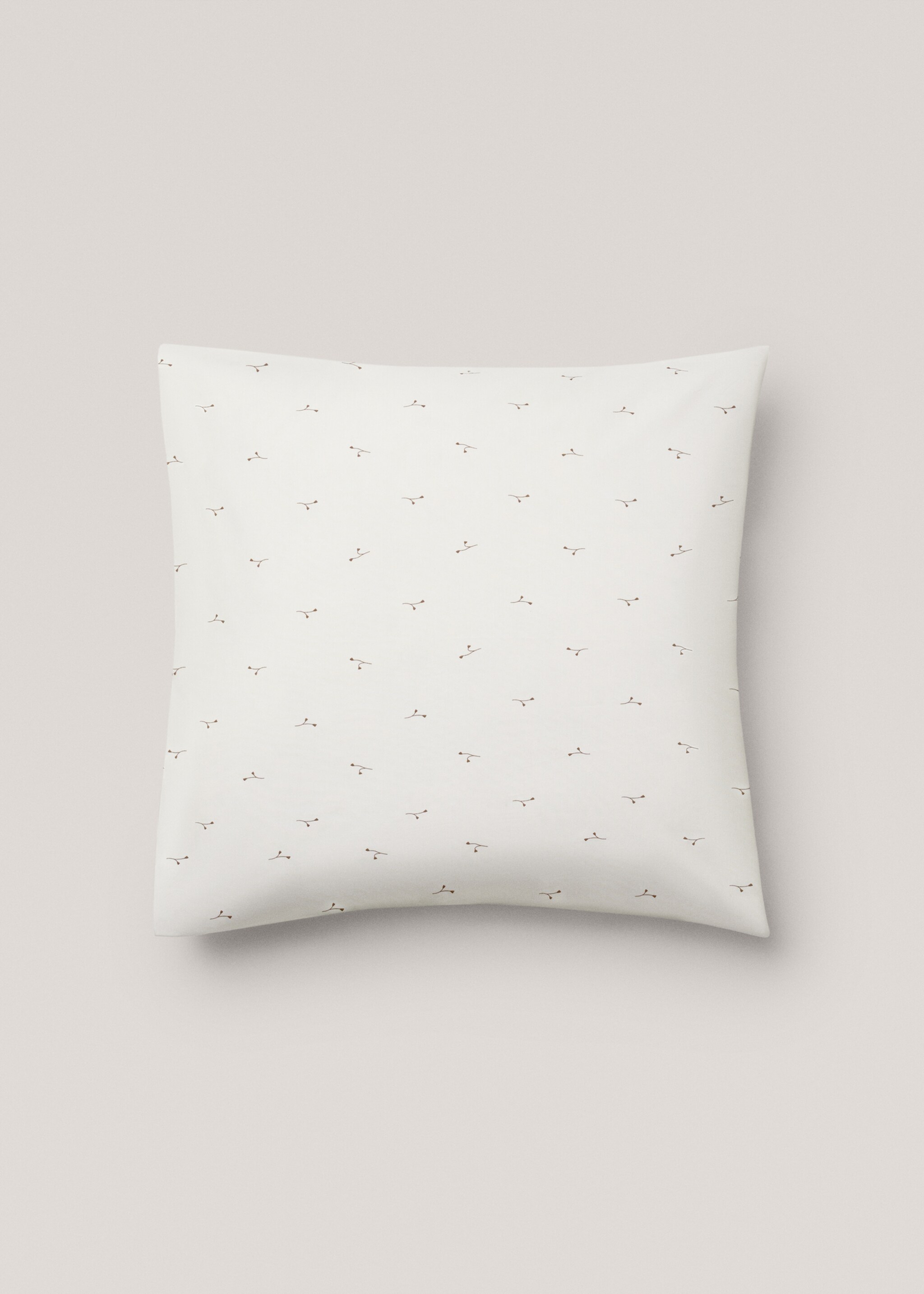 Taie d’oreiller coton fleurs 60x60 cm - Article sans modèle, Marron moyen. Ref: 77080613-00.