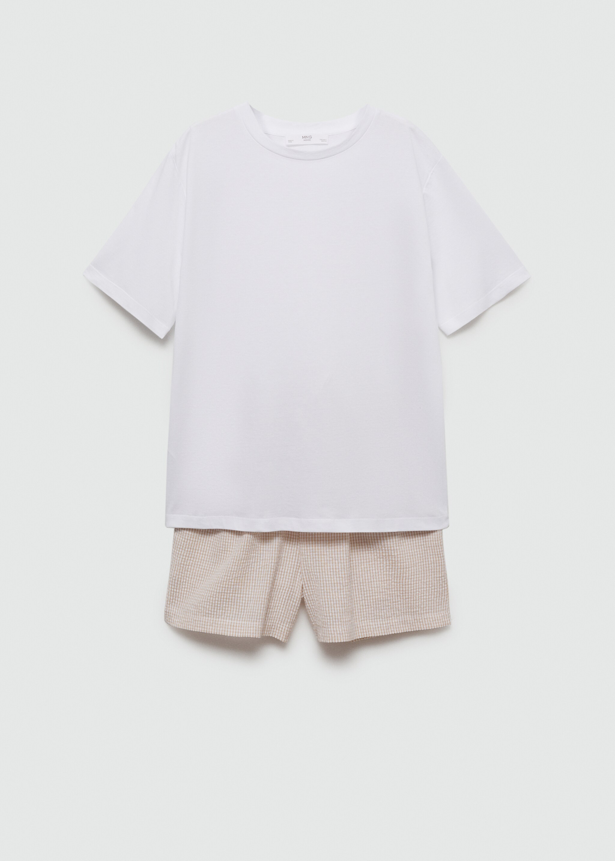 Gingham-check two-piece pyjamas - Article without model, Beige. Ref: 77080620-00.