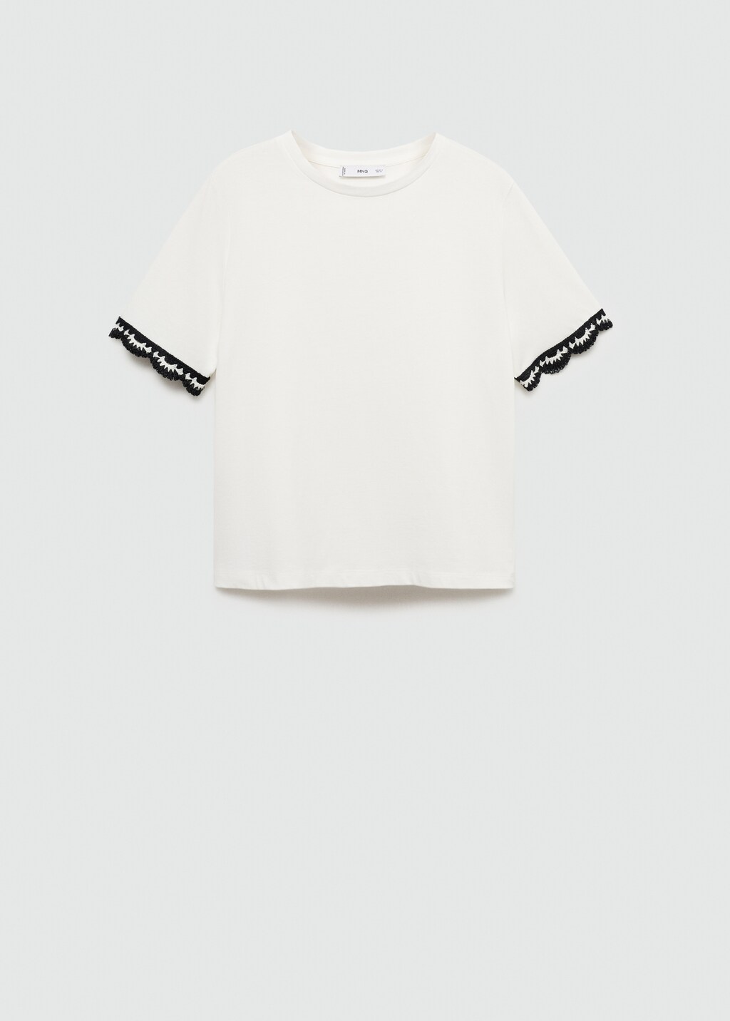T-shirt with crochet-detail sleeves - Women | MANGO OUTLET USA