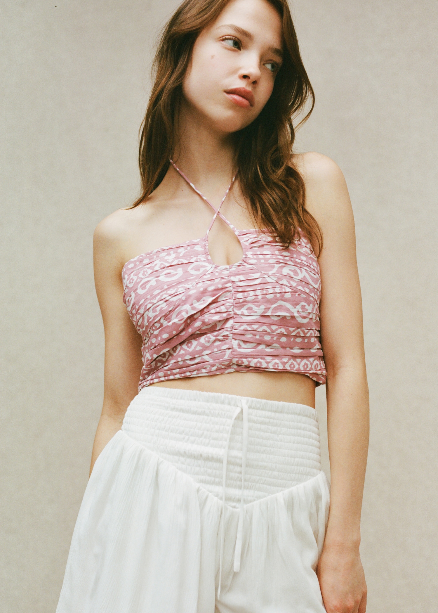 Printed crop top Teen Girl MANGO OUTLET USA - Main Image