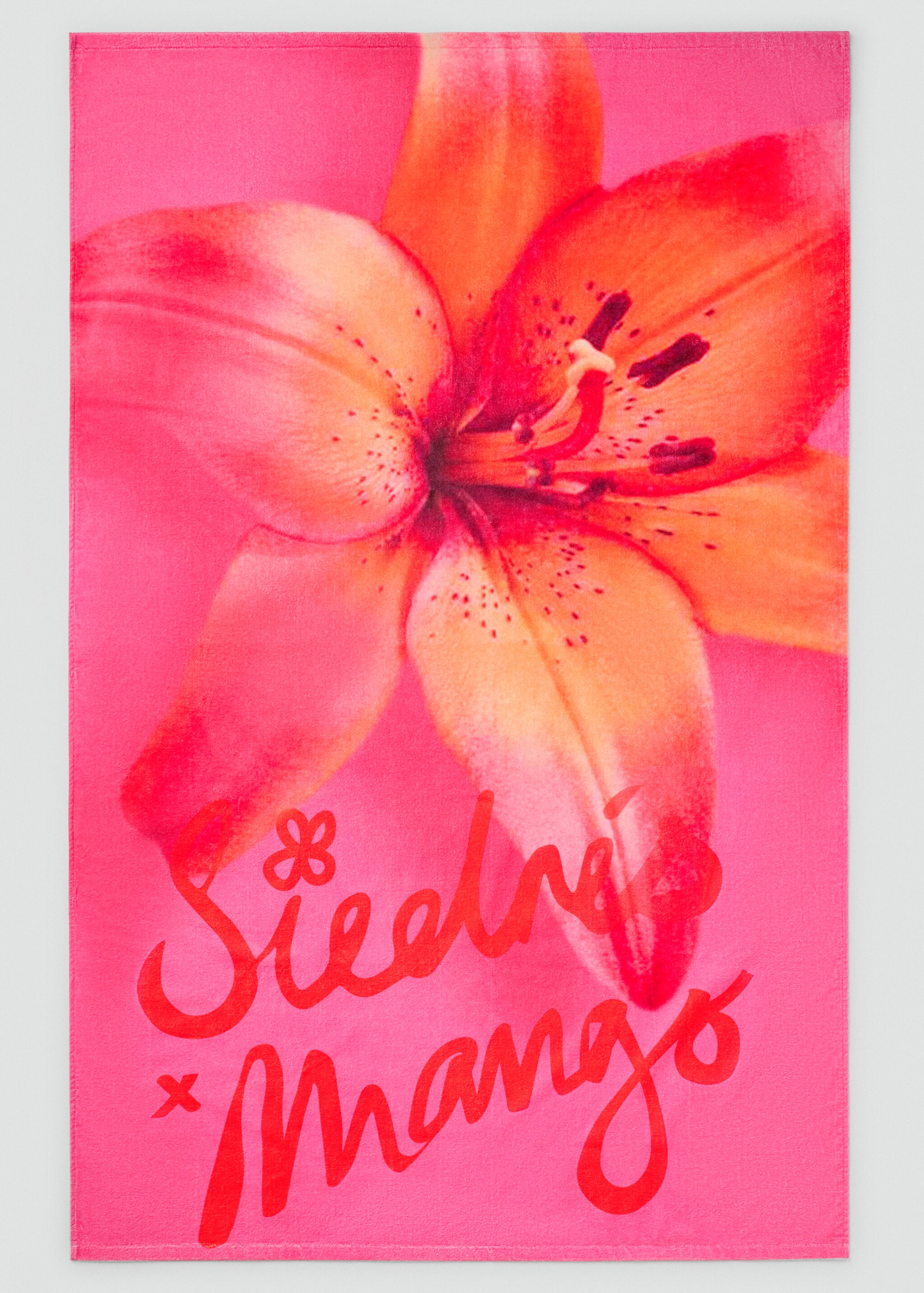 Cotton floral towel - Medium plane, Pink. Ref: 77080630-00.