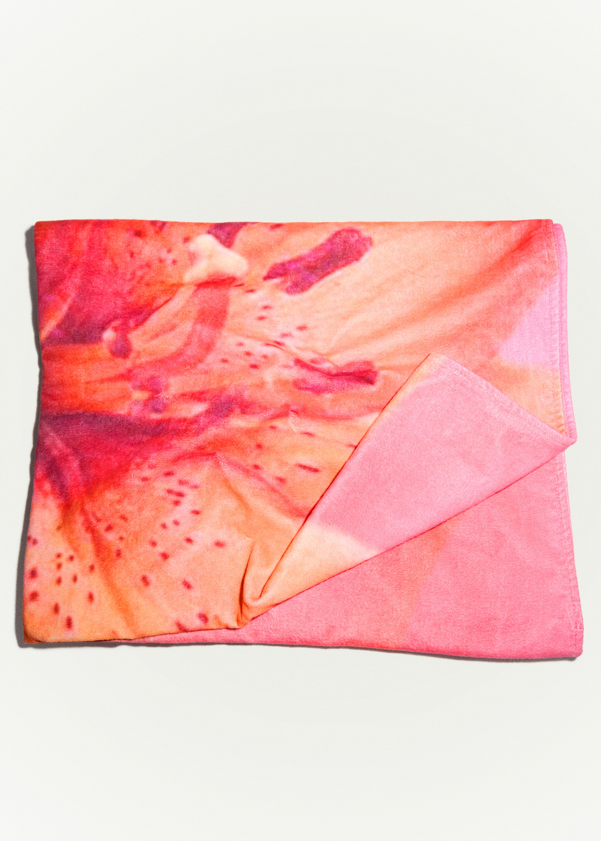 Cotton floral towel - Details of the article 6, Pink. Ref: 77080630-00.