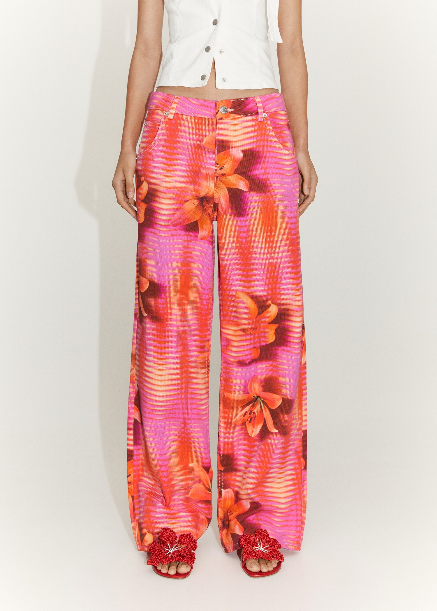 Printed wideleg jeans - Medium plane