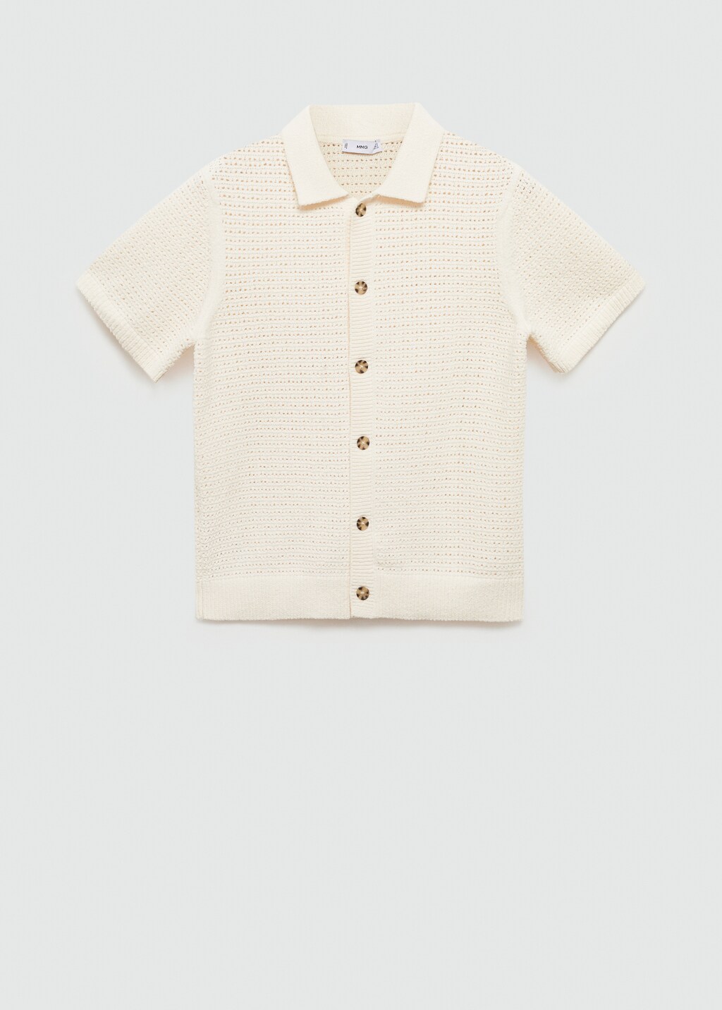 トップス FAF Openwork Knit Polo Shirts Openwork knit polo with buttons - Men | MANGO OUTLET USA