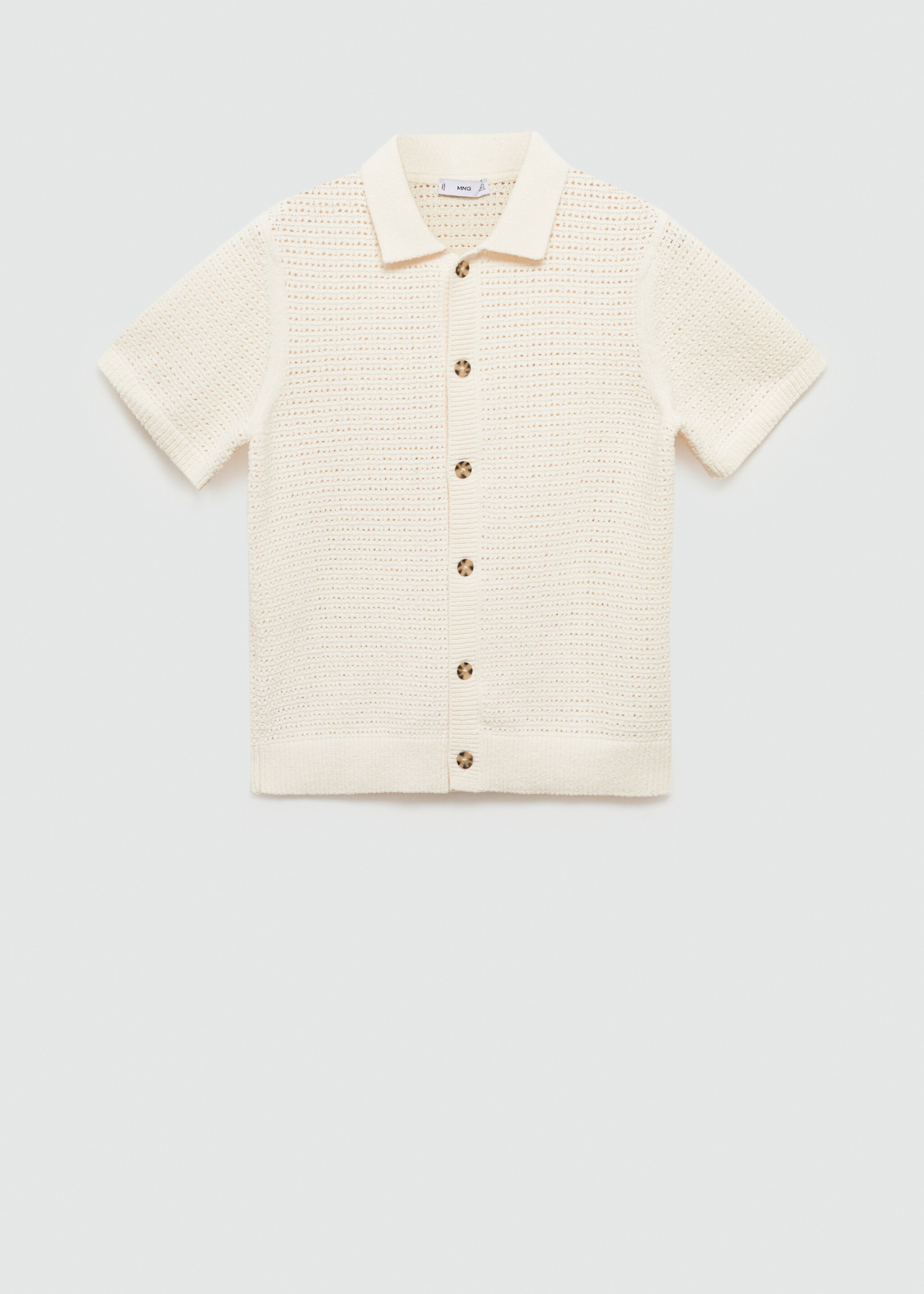 Openwork knit polo with buttons - Article without model, Off White. Ref: 77080644-00.