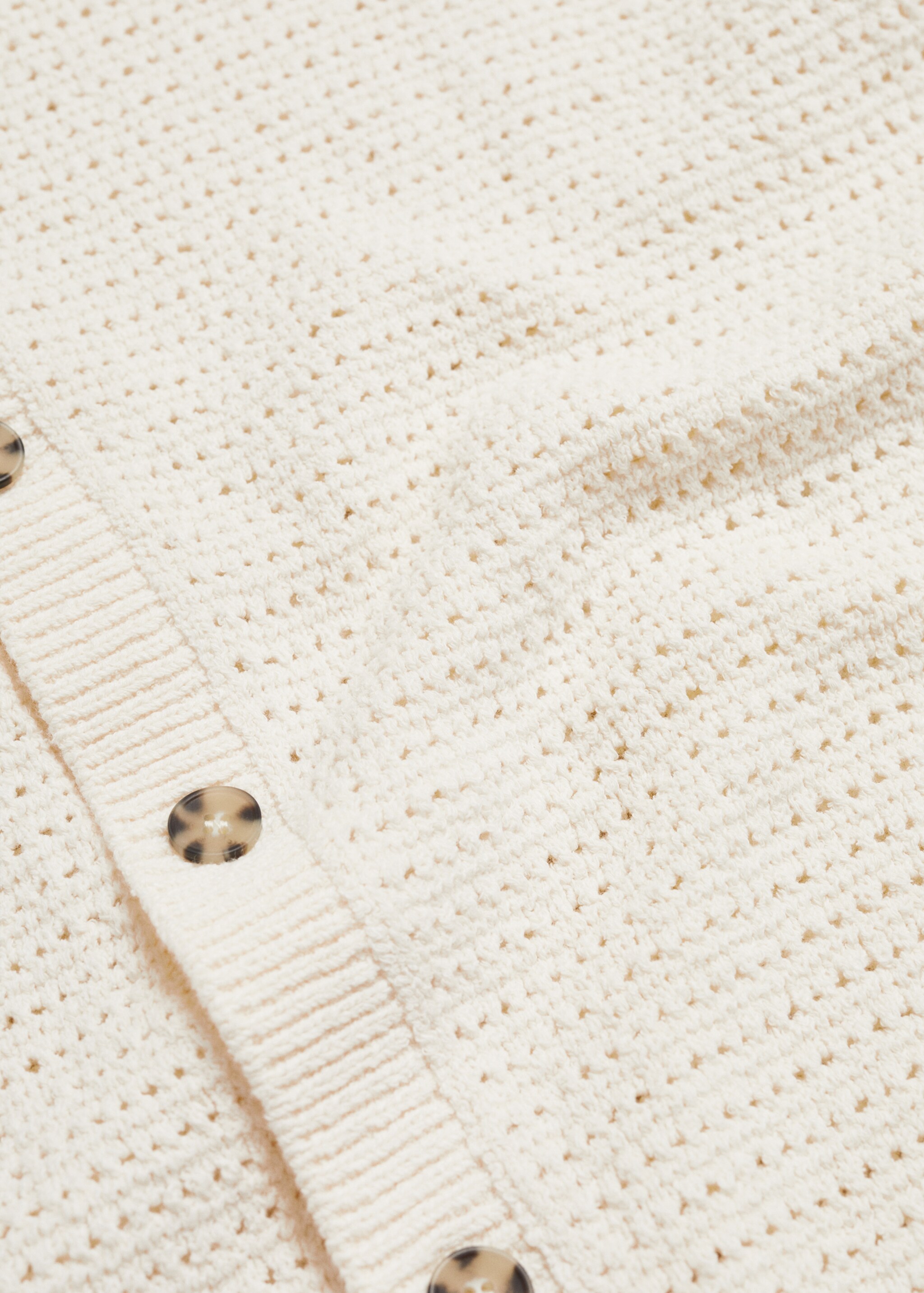 Openwork knit polo with buttons - Details of the article 0, Off White. Ref: 77080644-00.