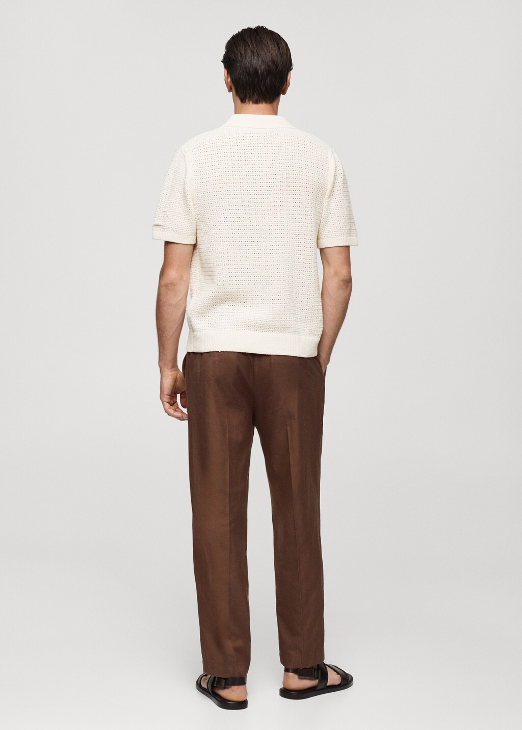 Openwork knit polo with buttons - Men | MANGO OUTLET USA
