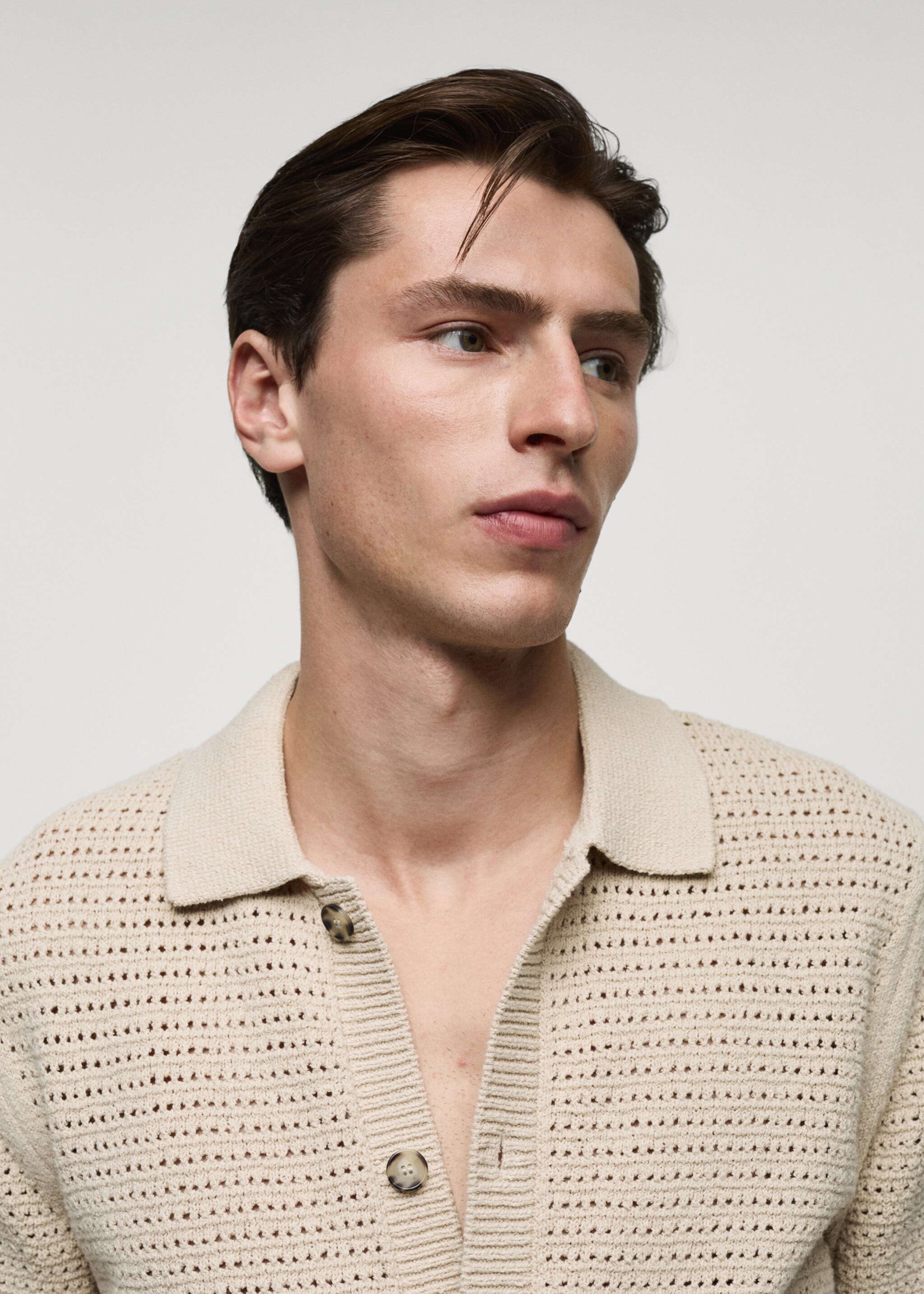Openwork knit polo with buttons - Details of the article 1