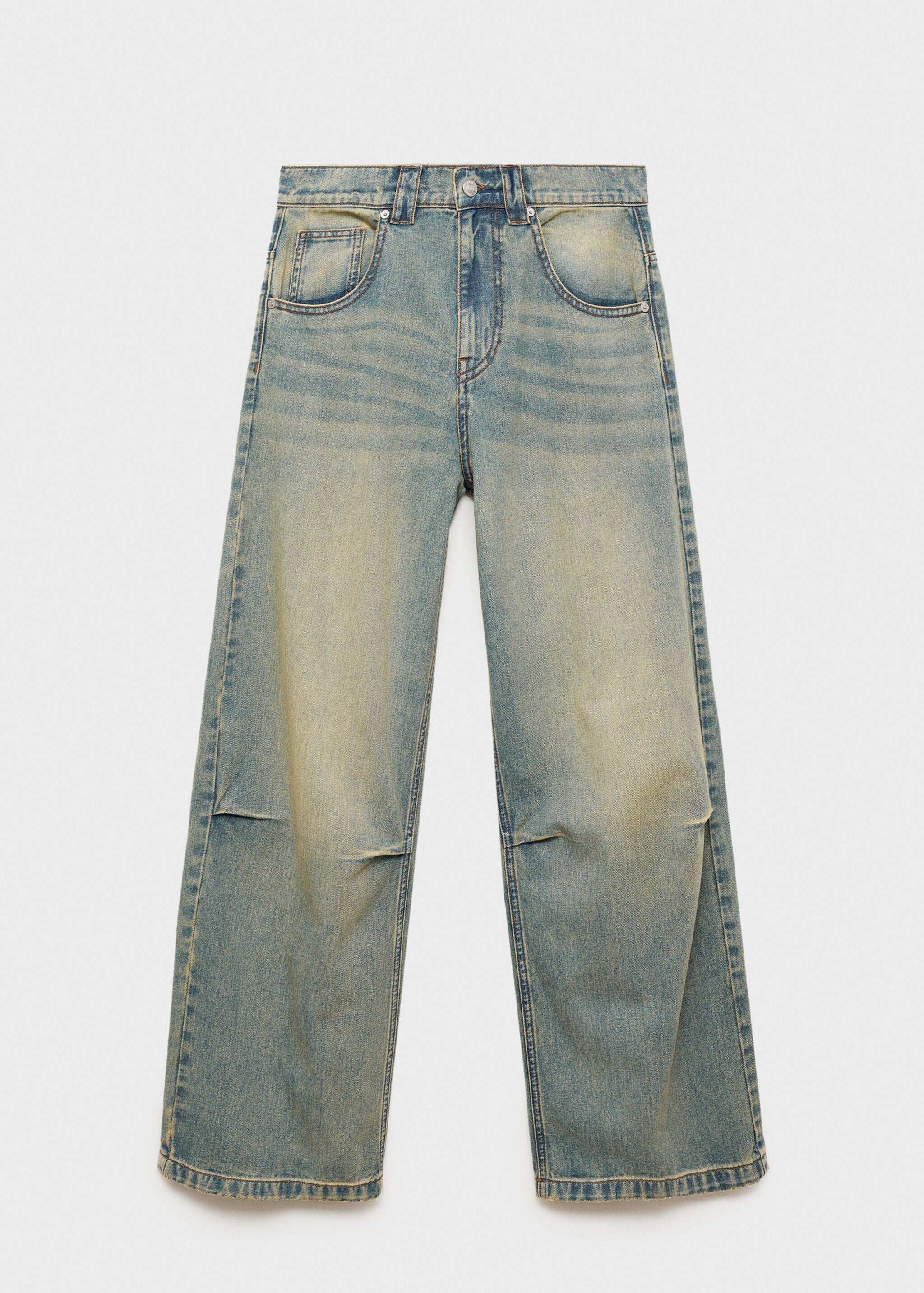 Wideleg pleated jeans with low waist - Article without model, Blue. Ref: 77081505-00.