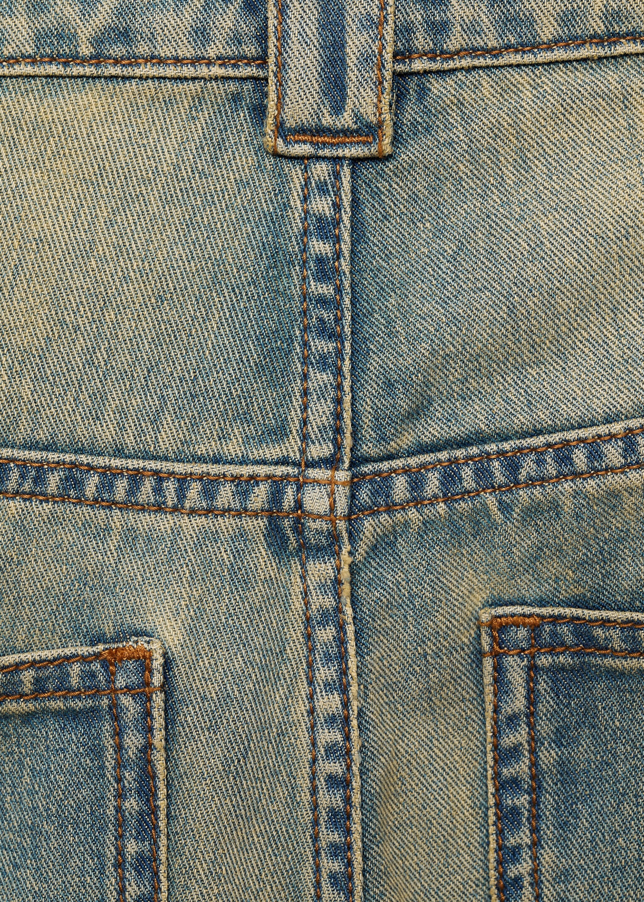 Wideleg pleated jeans with low waist - Details of the article 0, Blue. Ref: 77081505-00.