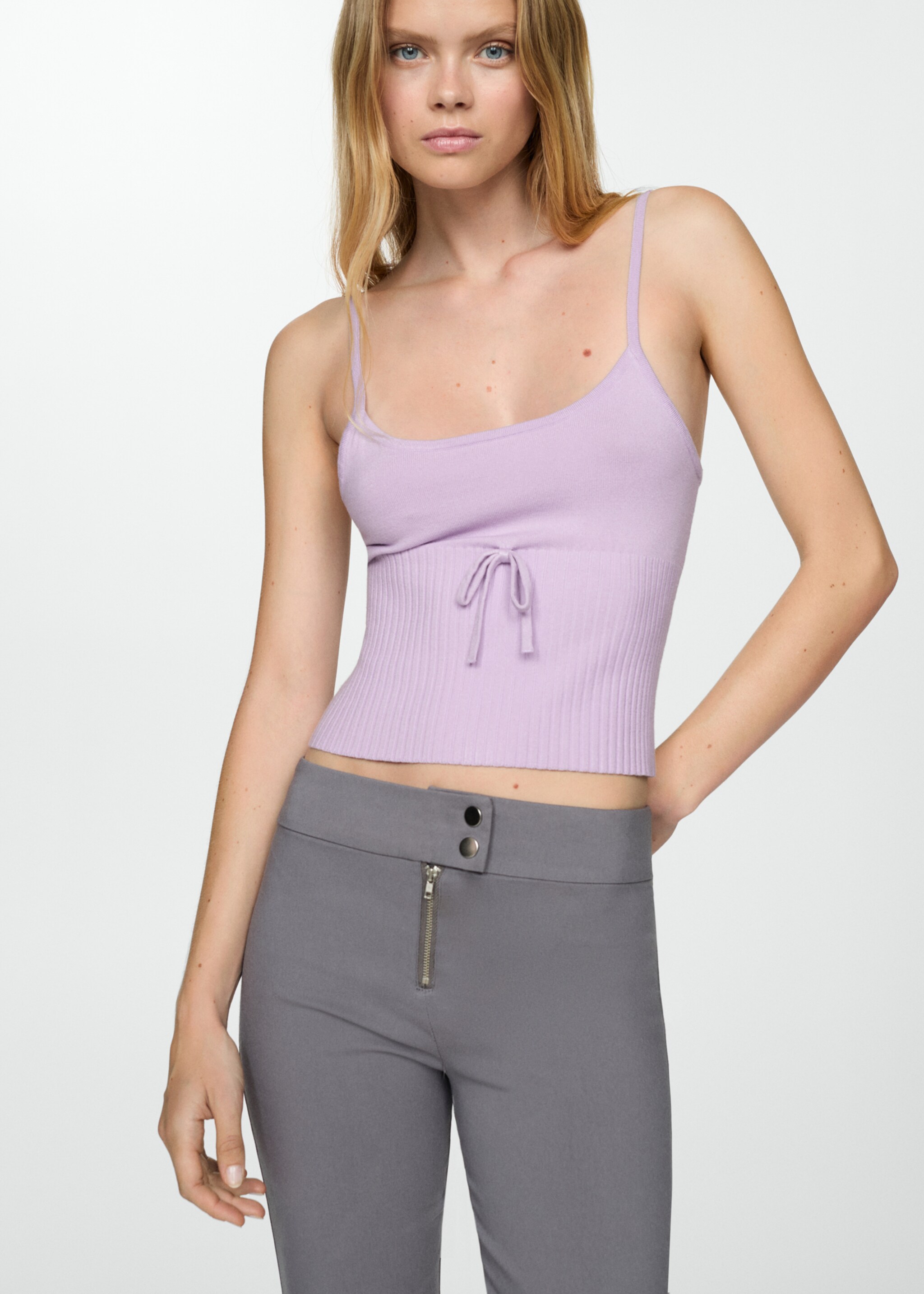 Bow knit top - Details of the article 6, Light/Pastel Purple. Ref: 77082533-00.