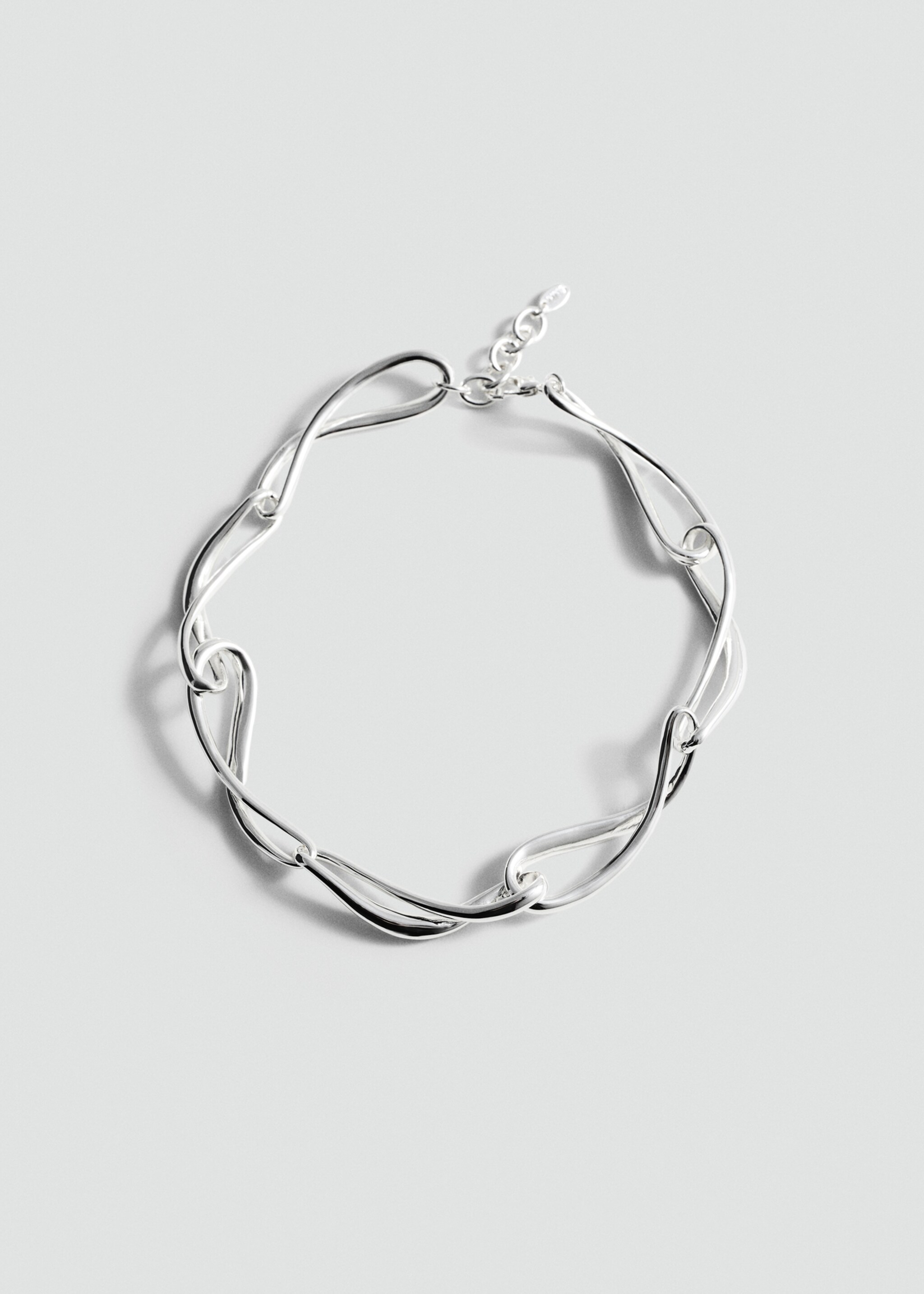 Asymmetrical link necklace - Article without model, Silver. Ref: 77082542-00.