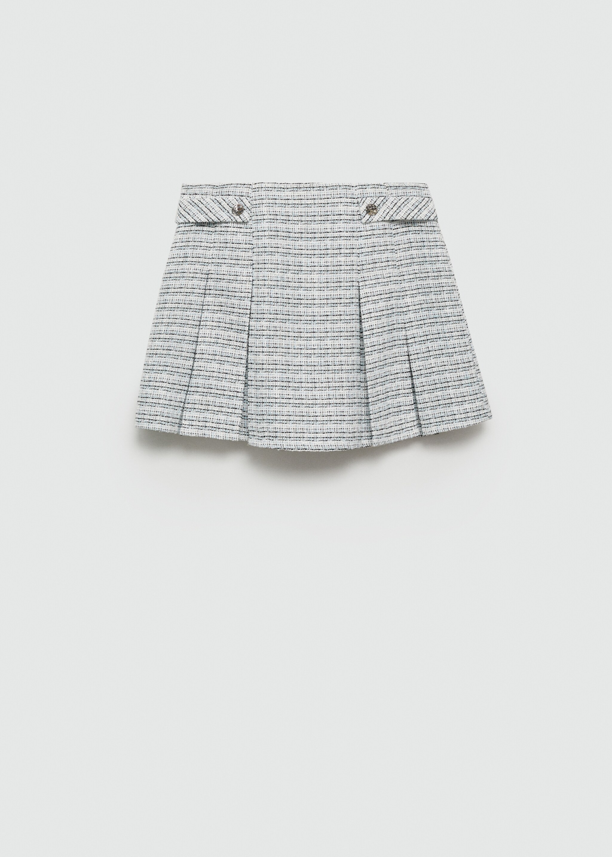 Tweed mini-skirt with buttons - Article without model, Blue. Ref: 77082911-00.