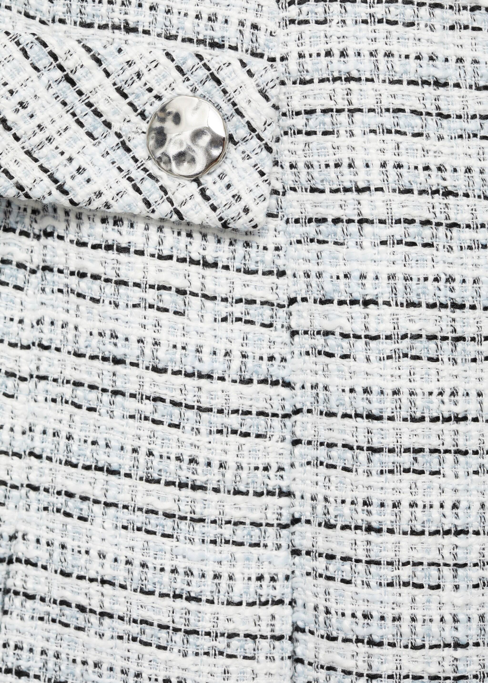Tweed mini-skirt with buttons - Details of the article 8, Blue. Ref: 77082911-00.