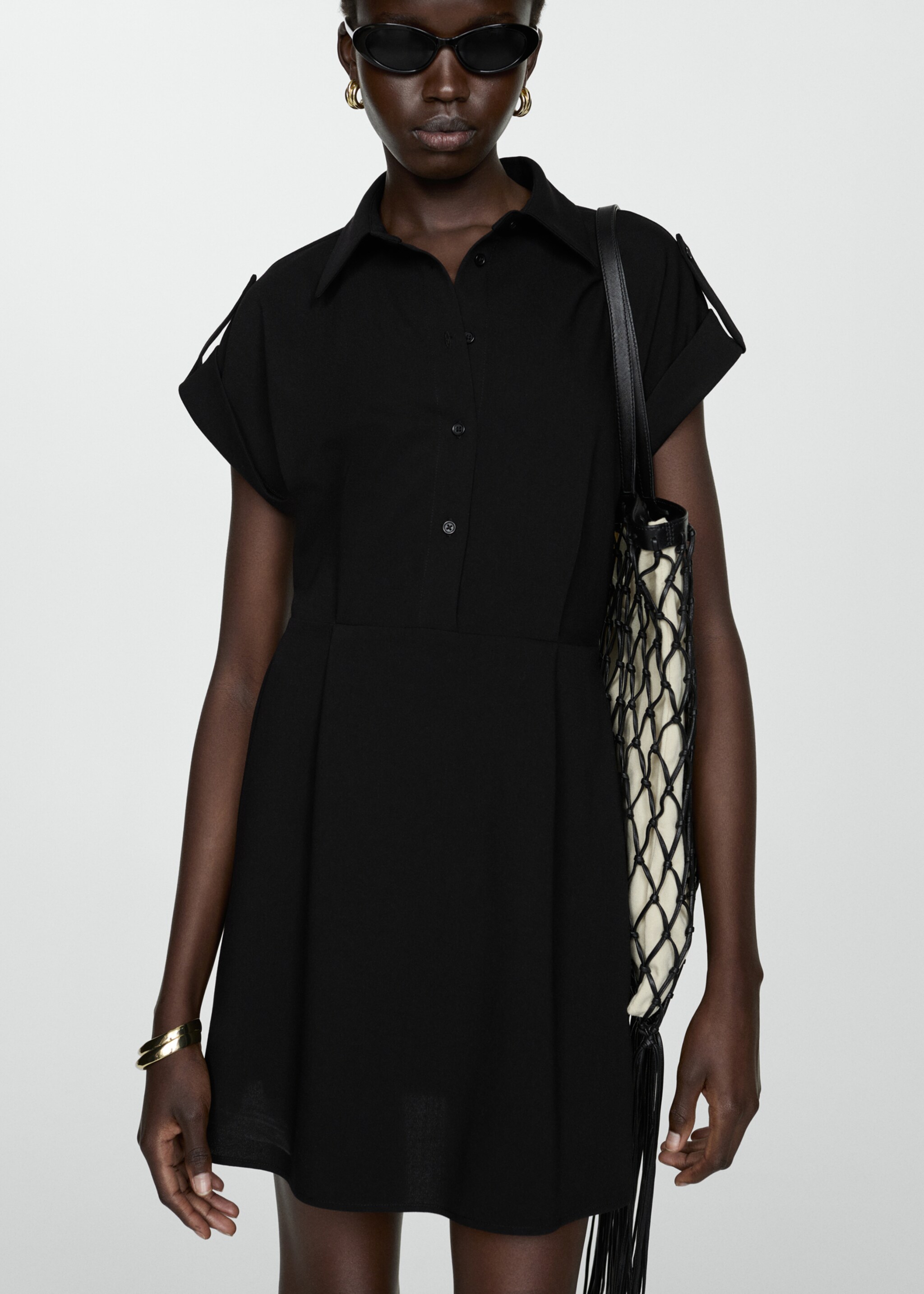 Short shirt dress - Medium plane, Black. Ref: 77082912-00.
