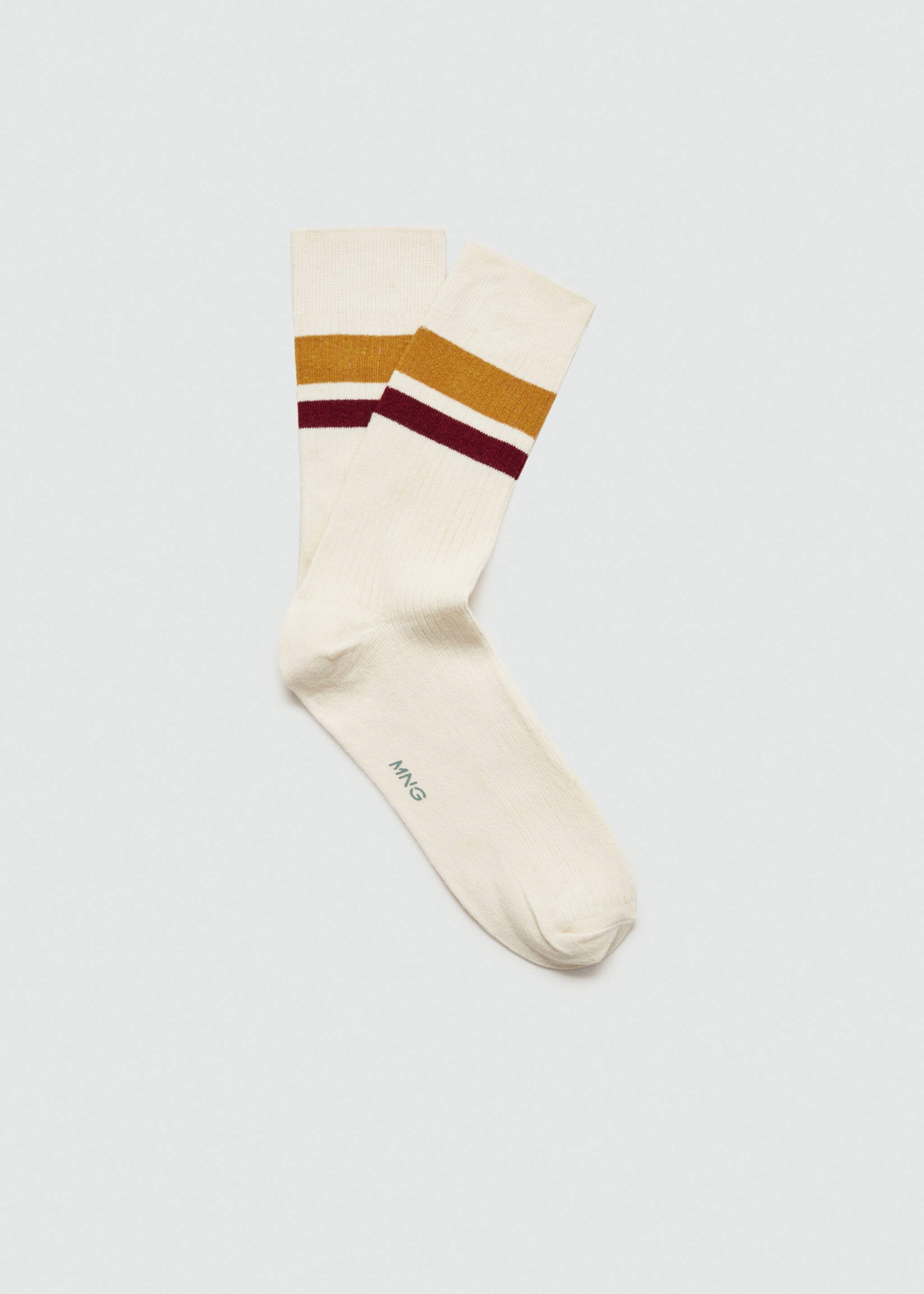 Striped ribbed cotton socks - Article without model, Burnt Orange. Ref: 77082928-00.