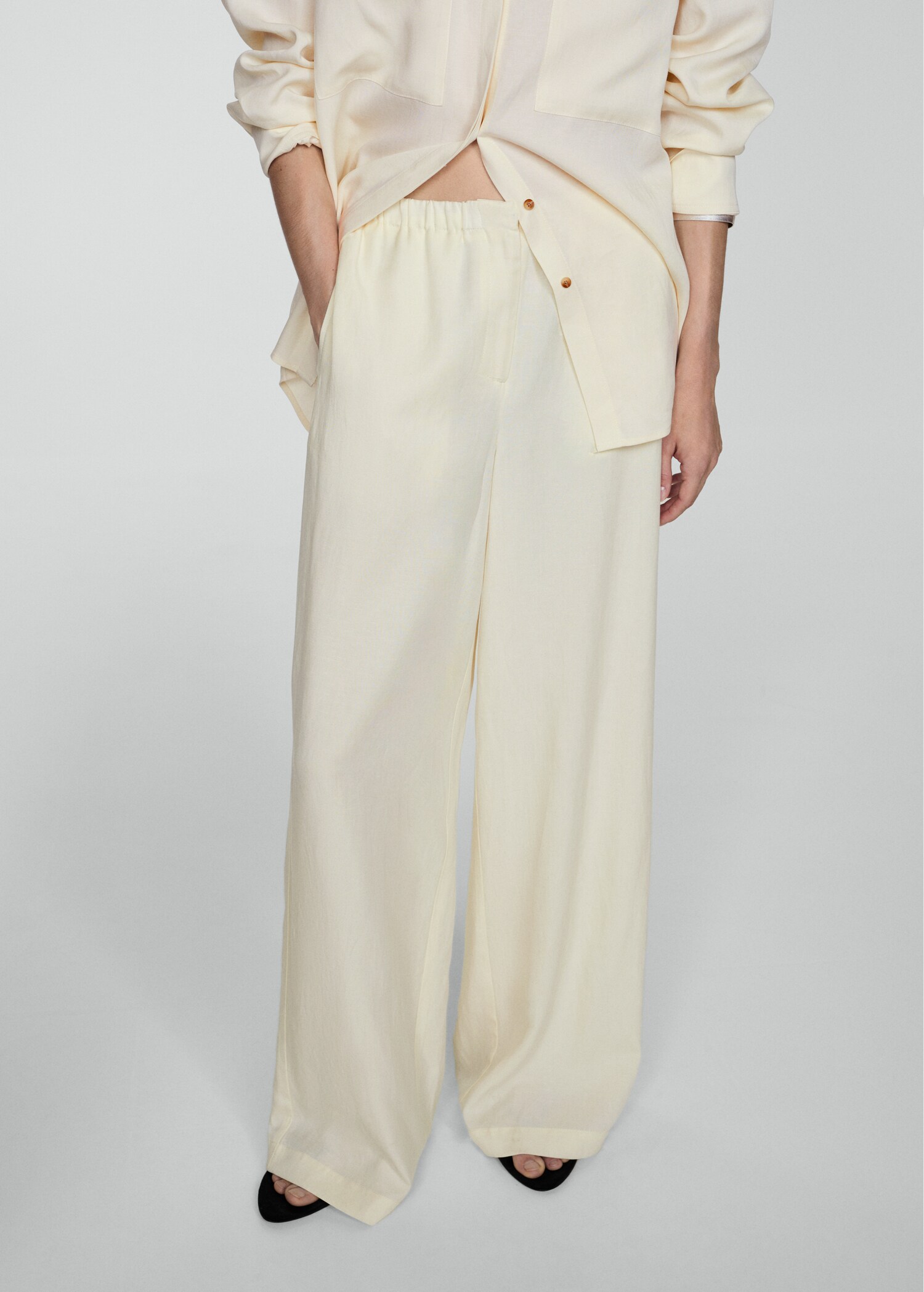 Wideleg lyocell trousers - Medium plane