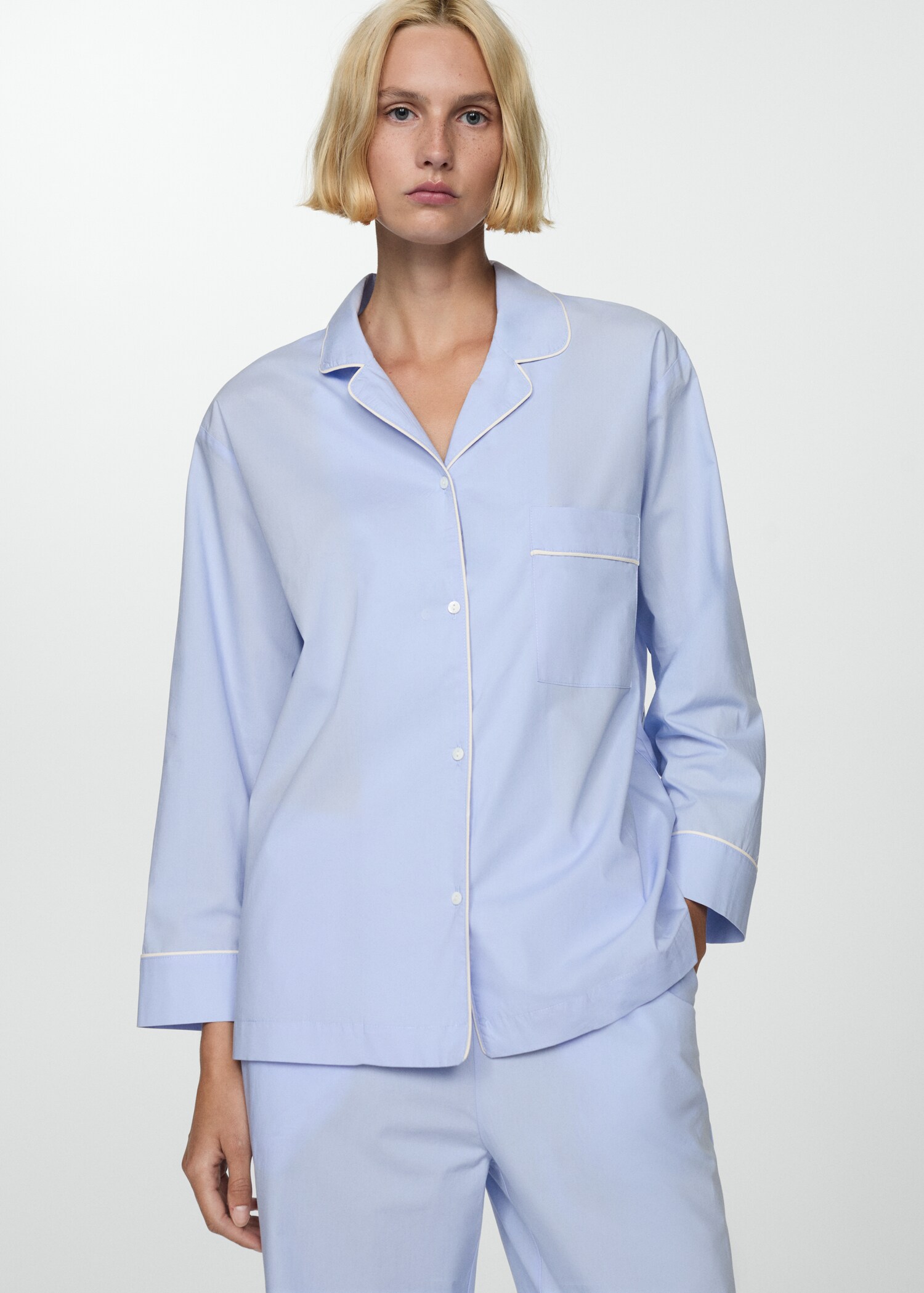 Pyjama shirt with contrasting finish - Medium plane
