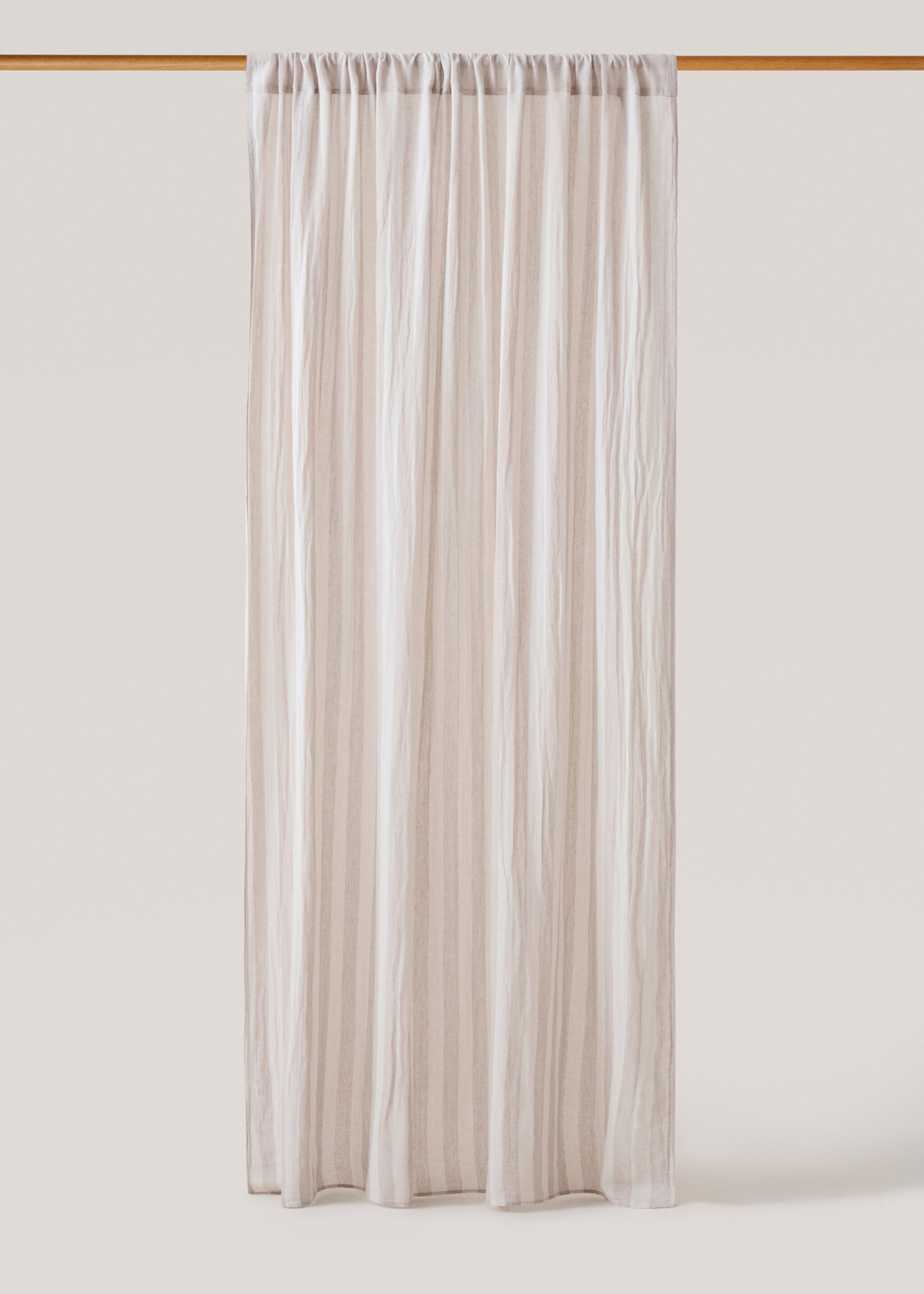 Striped linen-blend curtain - Article without model, Sand. Ref: 77083269-00.