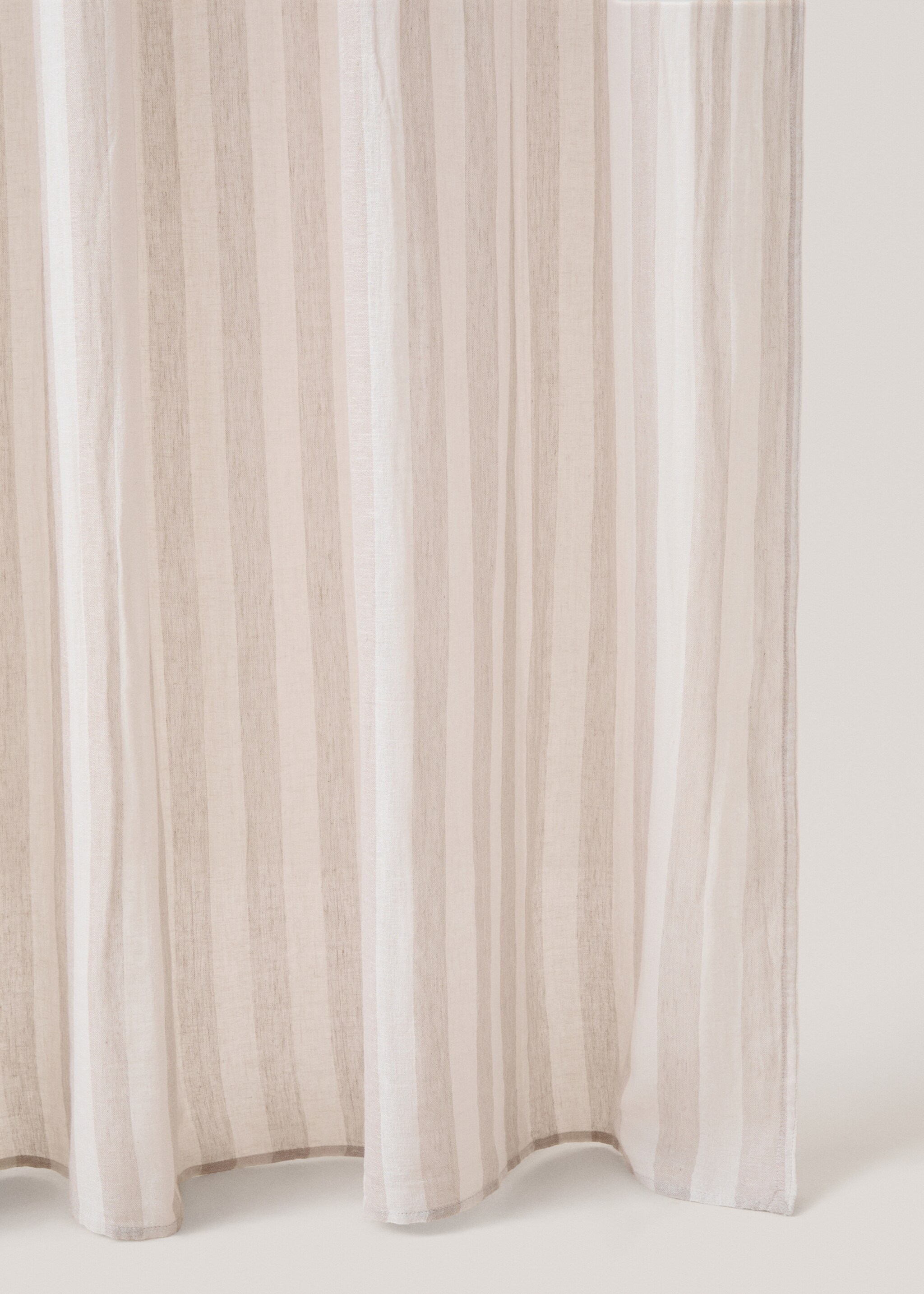 Striped linen-blend curtain - Details of the article 1, Sand. Ref: 77083269-00.