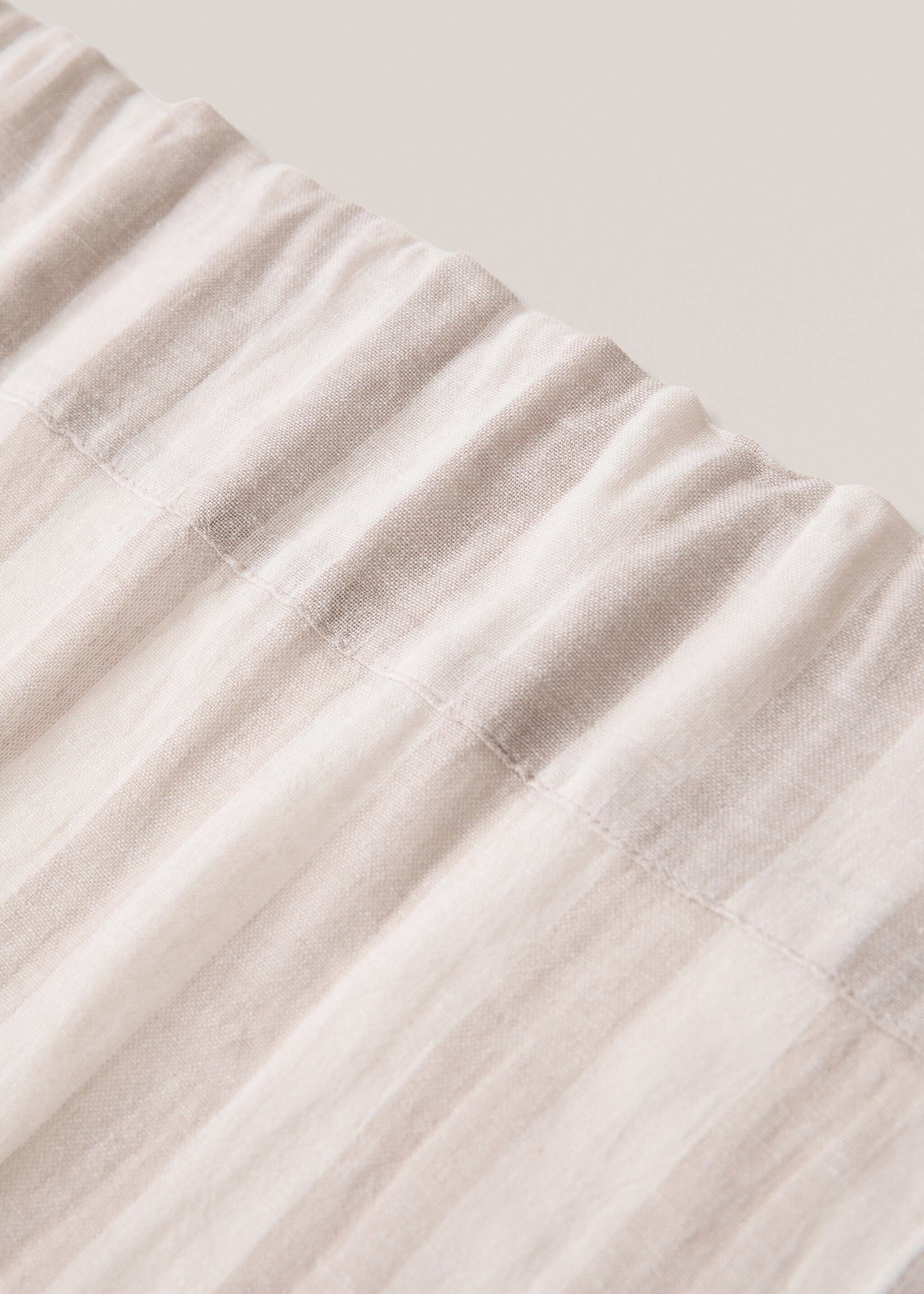Striped linen-blend curtain - Details of the article 2, Sand. Ref: 77083269-00.