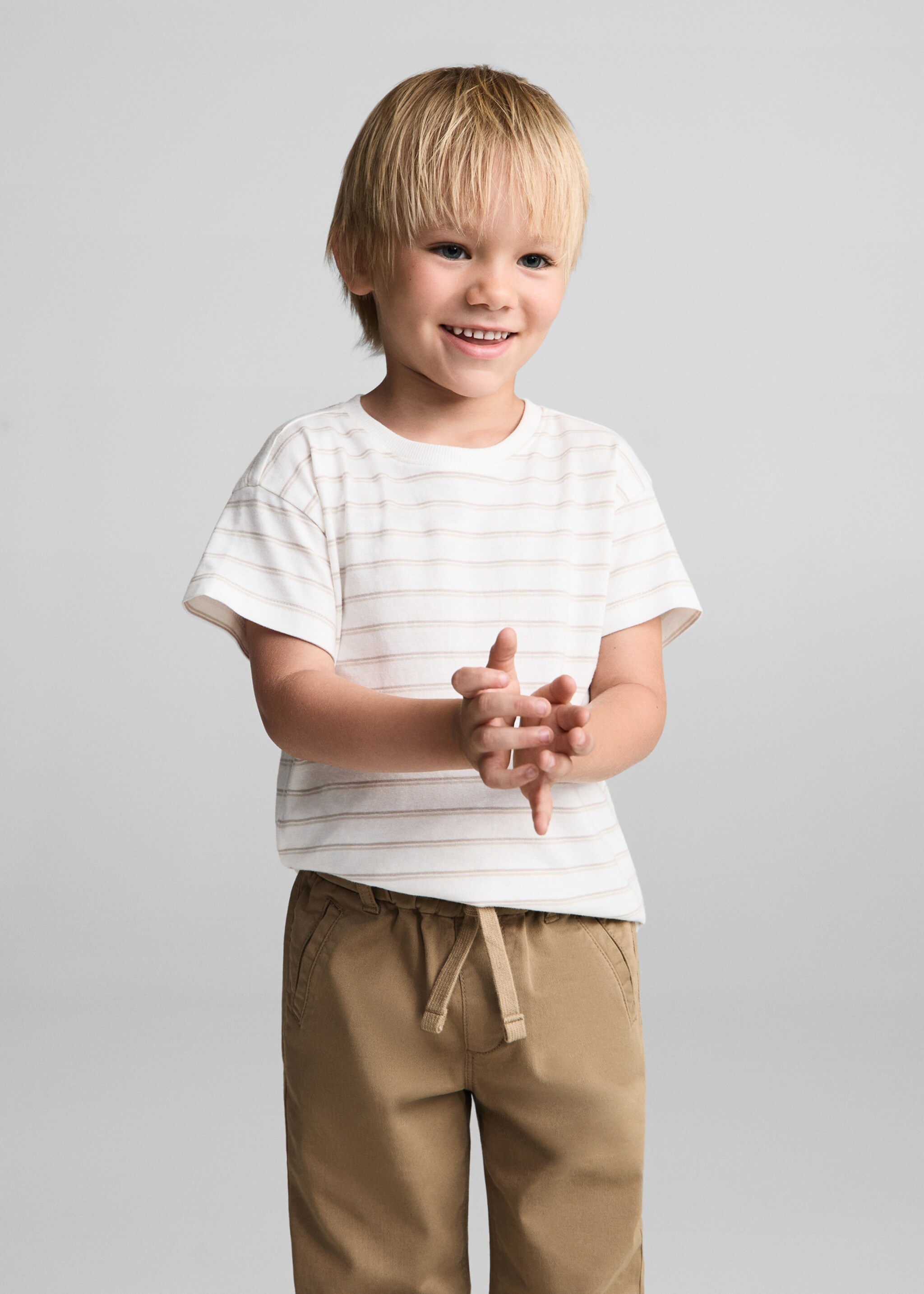 Elastic waist pants - Medium plane, Medium Brown. Ref: 77083273-00.