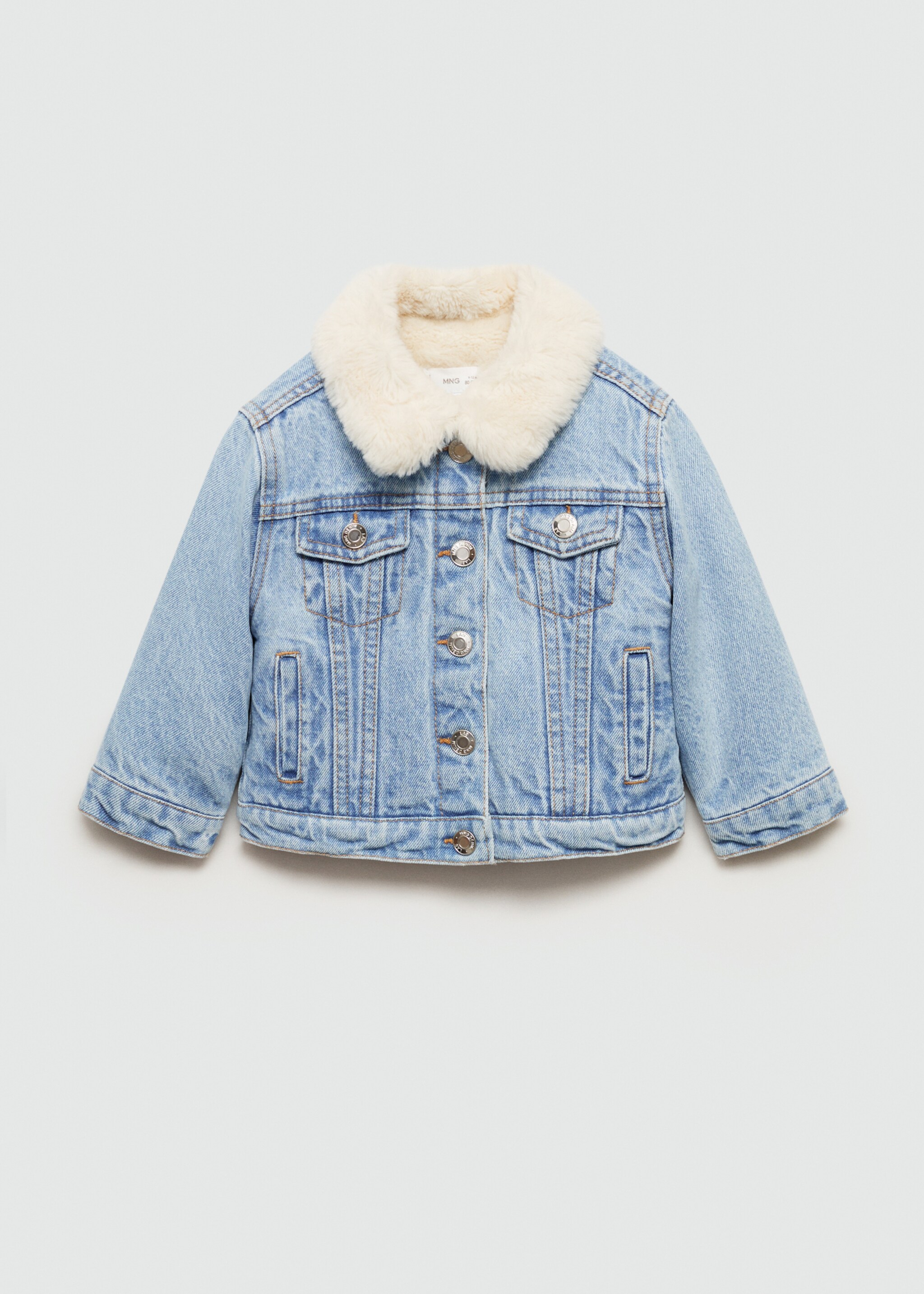Fur-effect inner jacket - Article without model, Light Blue. Ref: 77083664-00.