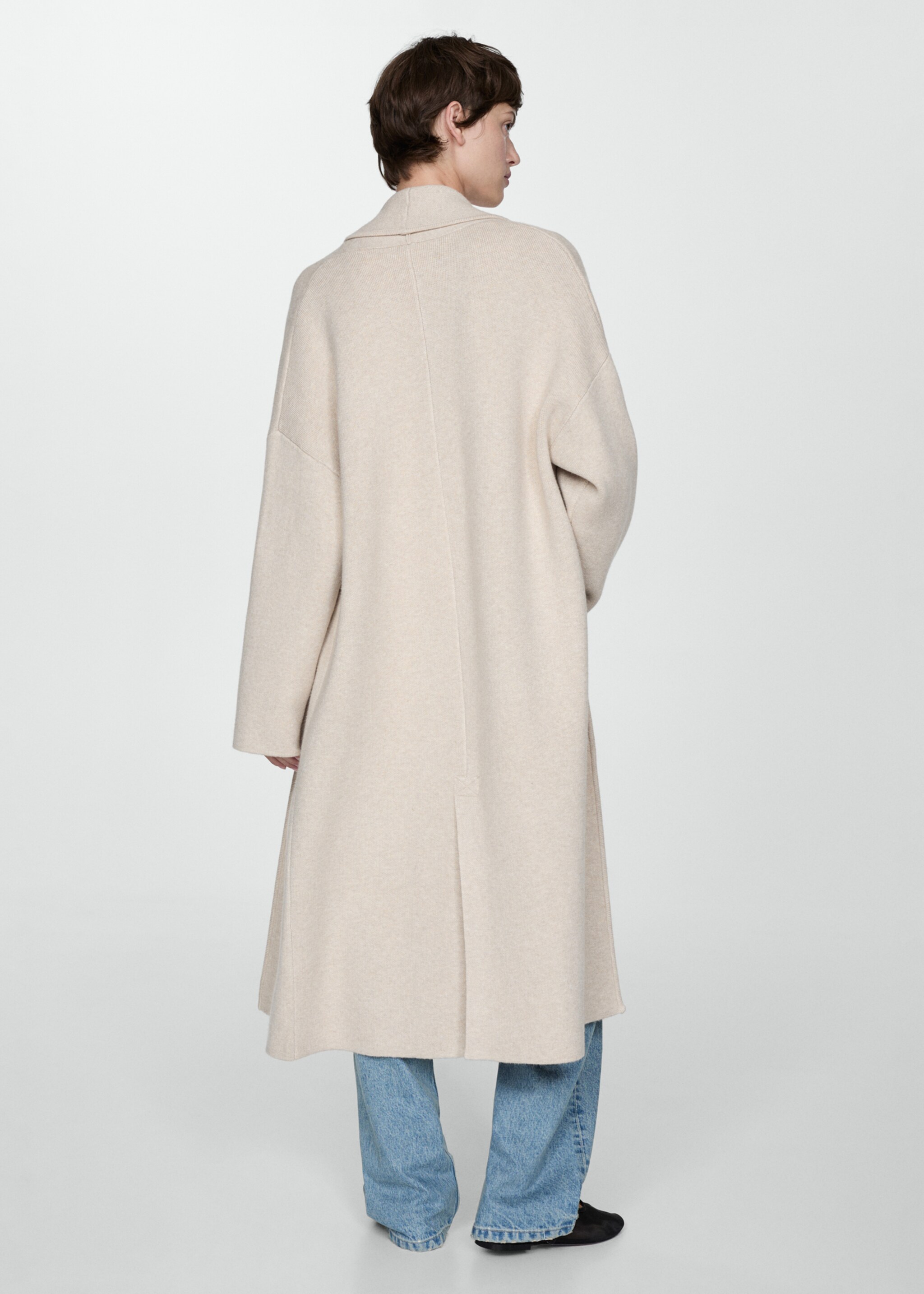 Παλτό oversize πλεκτό τσέπες - Πίσω όψη προϊόντος, Γκρι Ανοιχτό/Παστελ. Ref: 77083666-00.