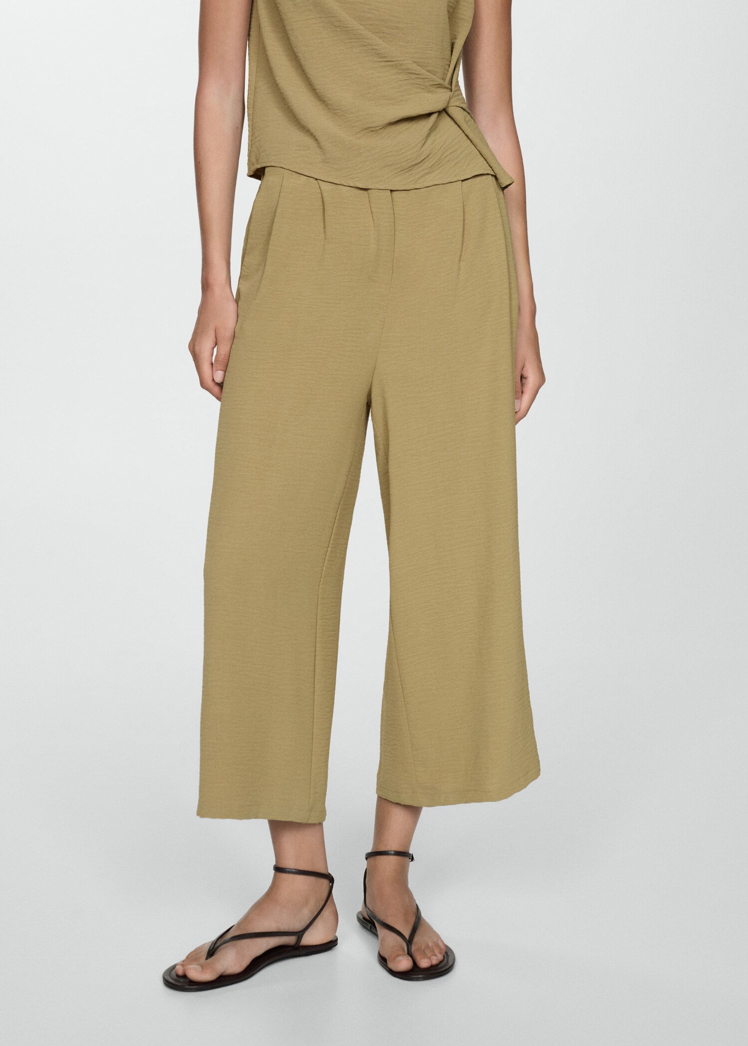 Textured wide leg trousers - Medium plane