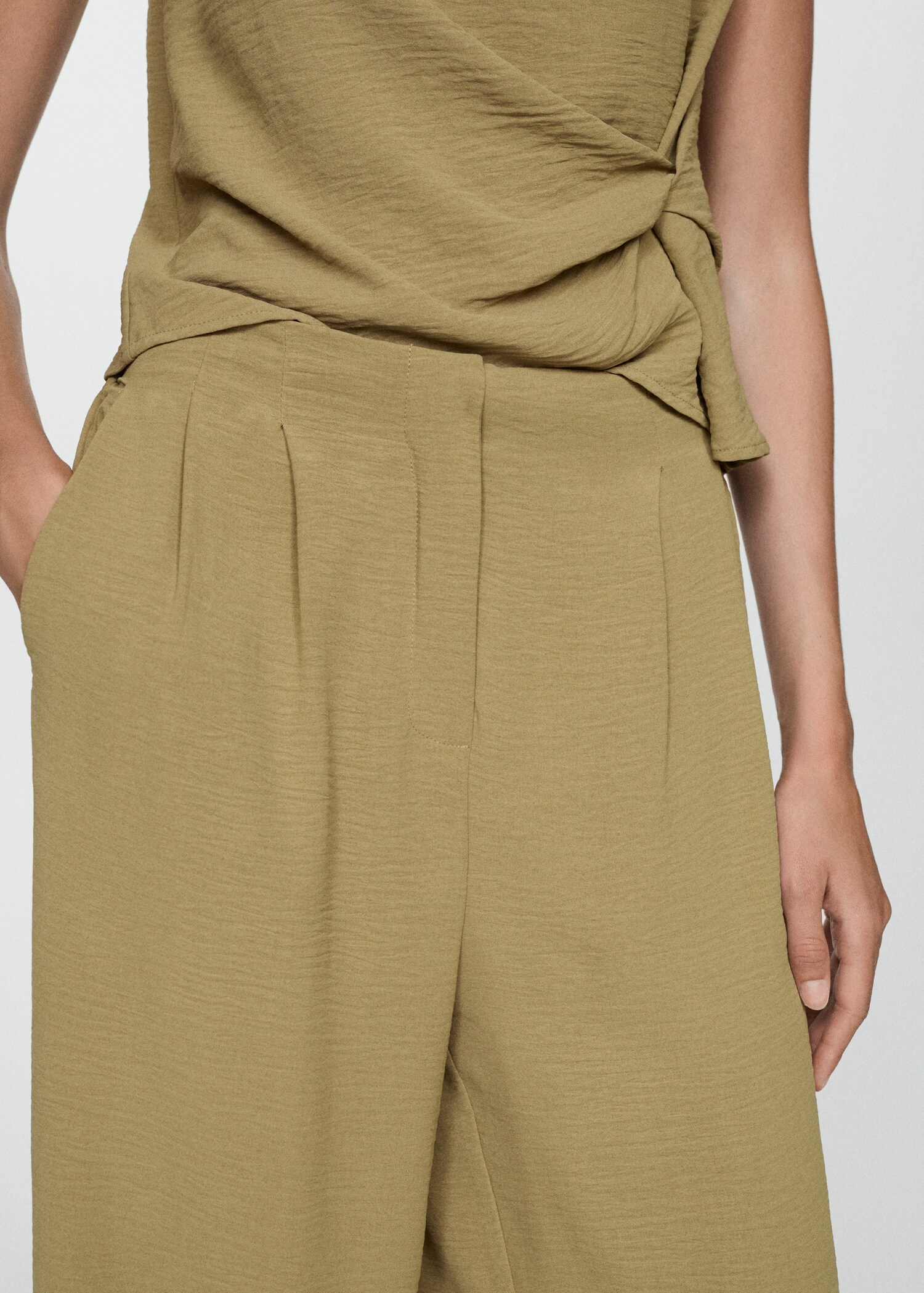 Textured wide leg trousers - Details of the article 1