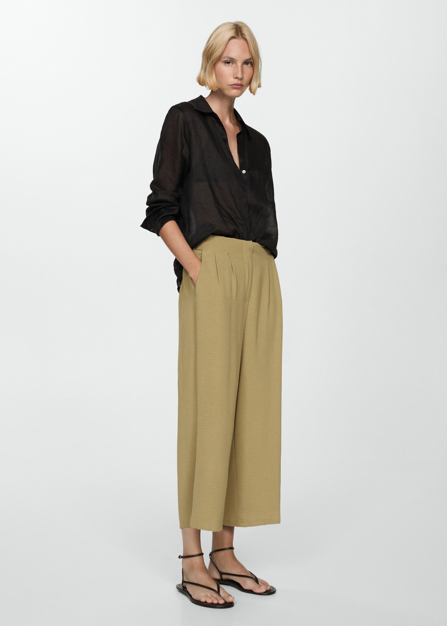 Textured wide leg trousers - Details of the article 2