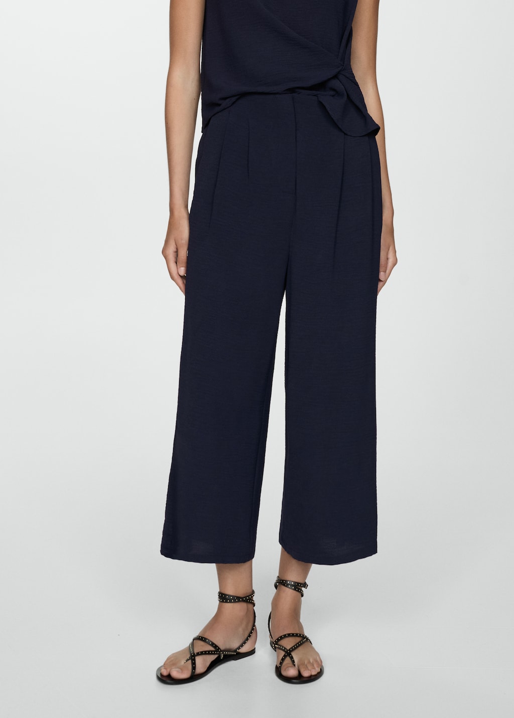 Pantalon wideleg texturé - Femme | MANGO OUTLET France métropolitaine