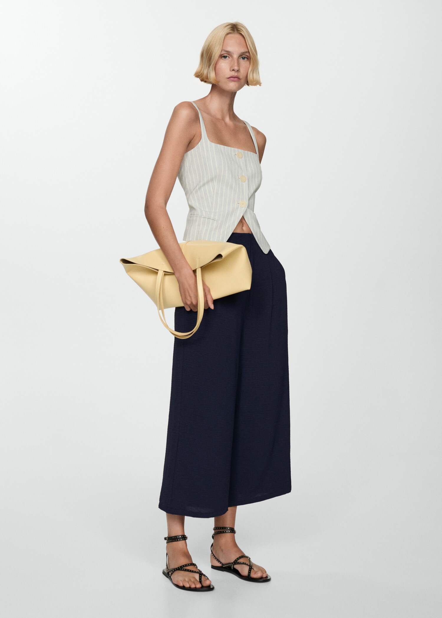 Textured wide leg trousers - Details of the article 2