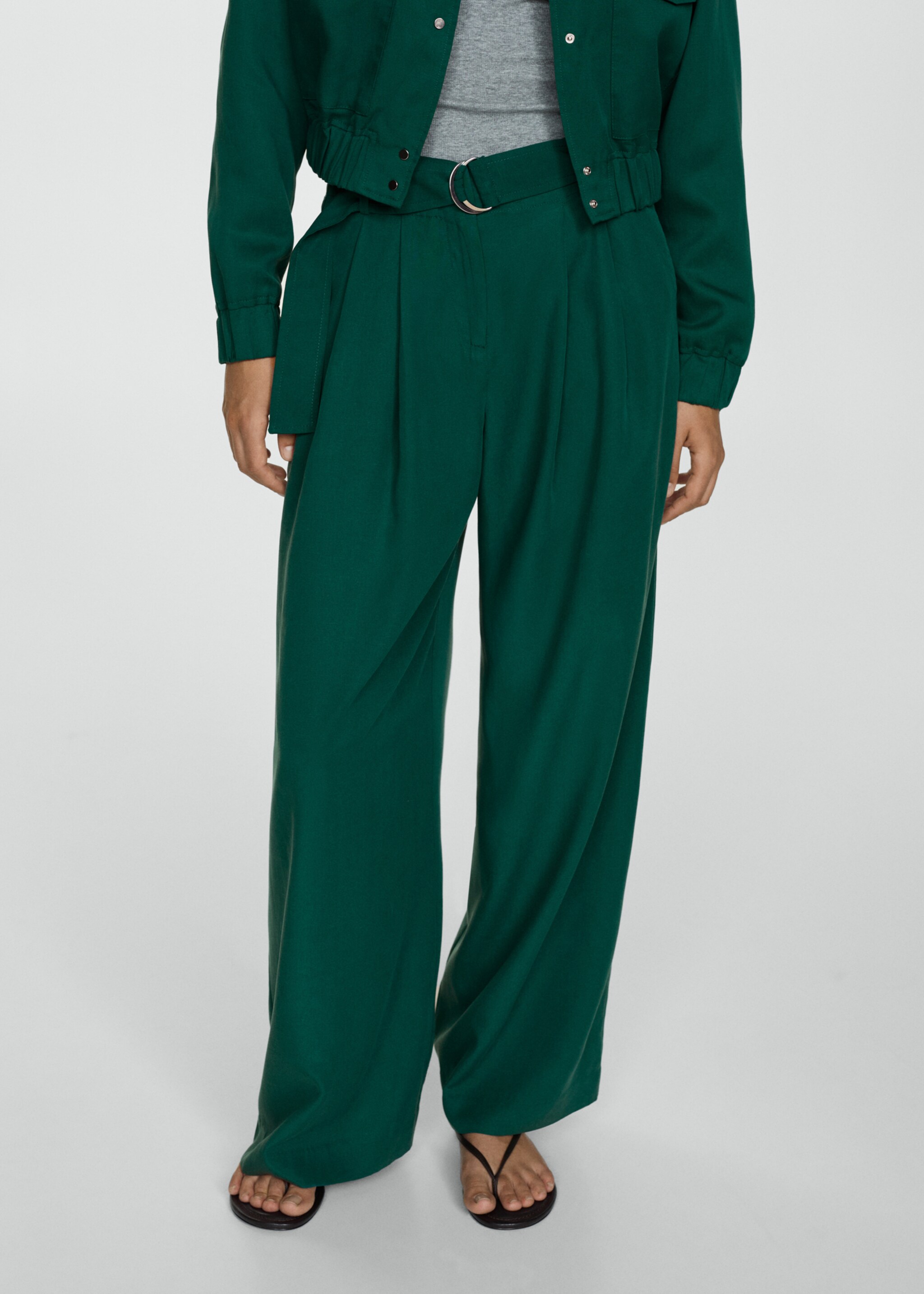 Lyocell trousers with belt - Medium plane