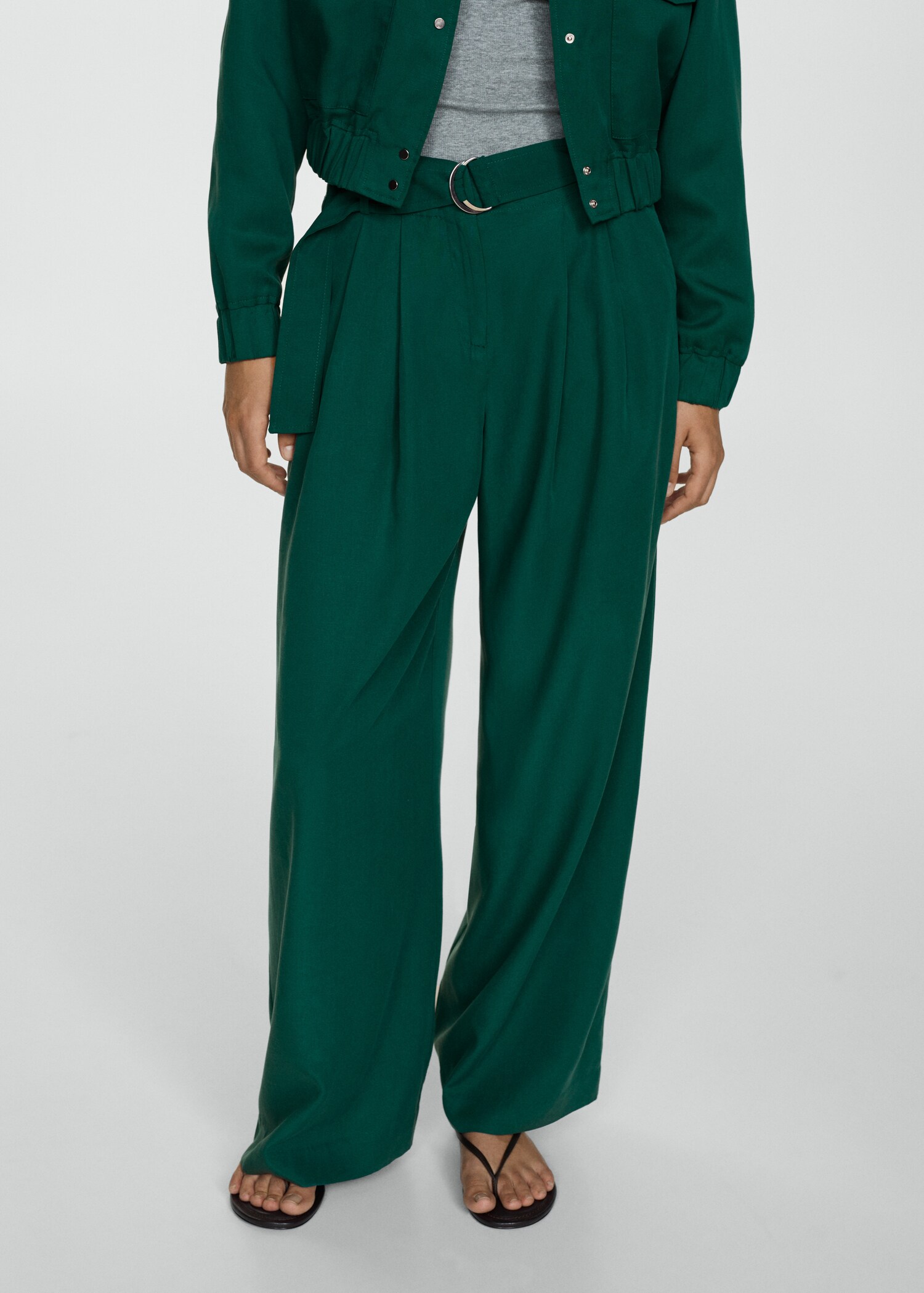 Lyocell trousers with belt - Medium plane
