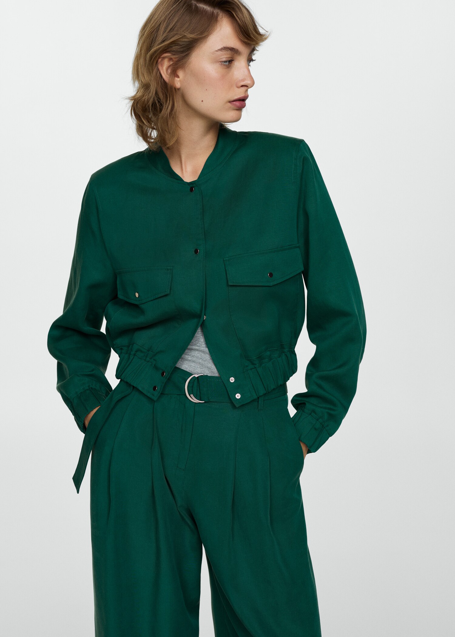 Lyocell trousers with belt - Details of the article 1