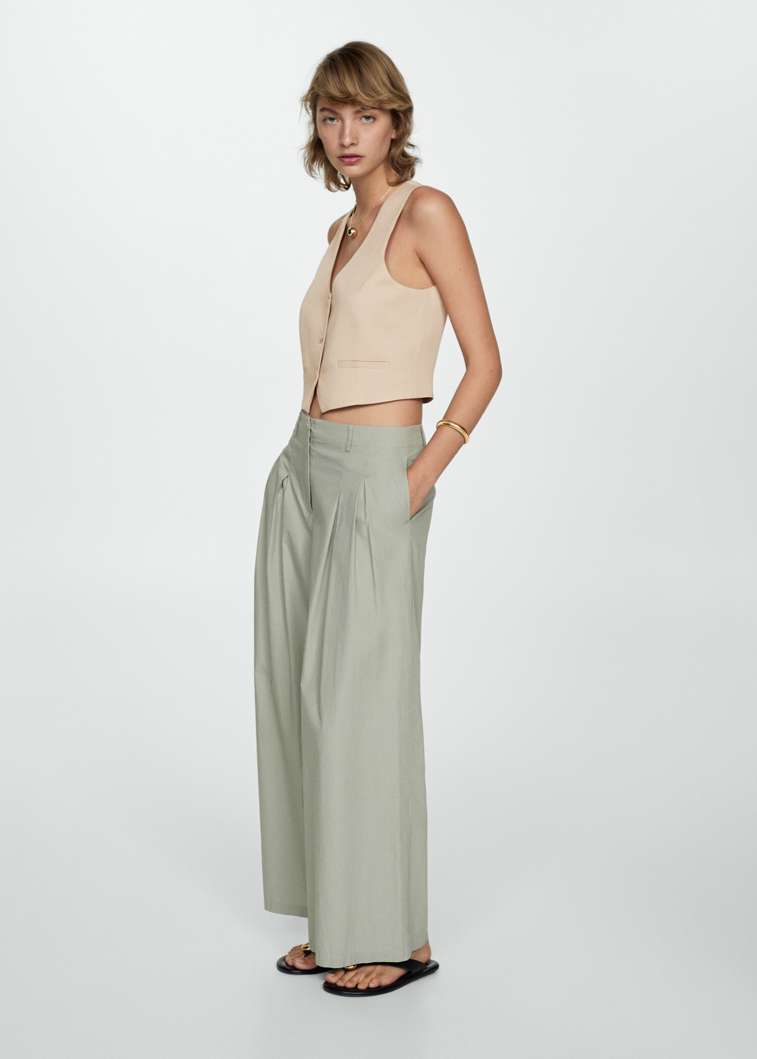 Cropped lyocell waistcoat - Details of the article 2